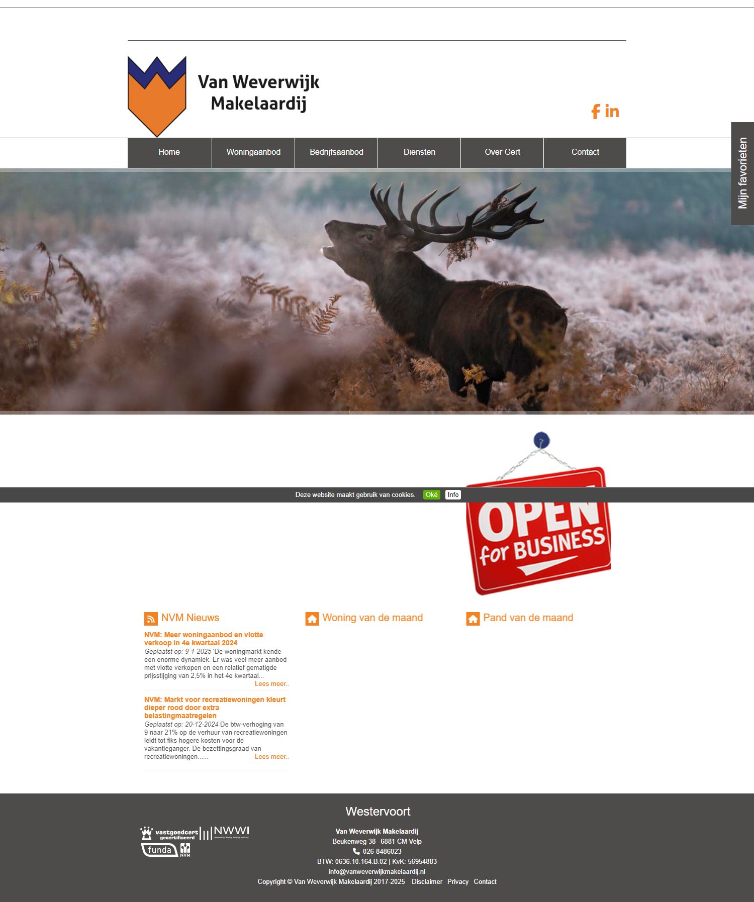 Screenshot van de website van www.vanweverwijkmakelaardij.nl