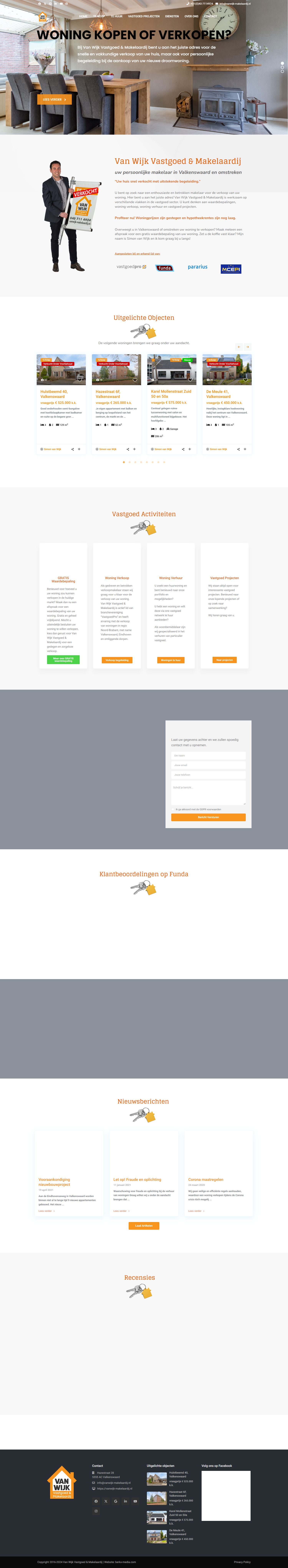 Screenshot van de website van www.vanwijk-makelaardij.nl
