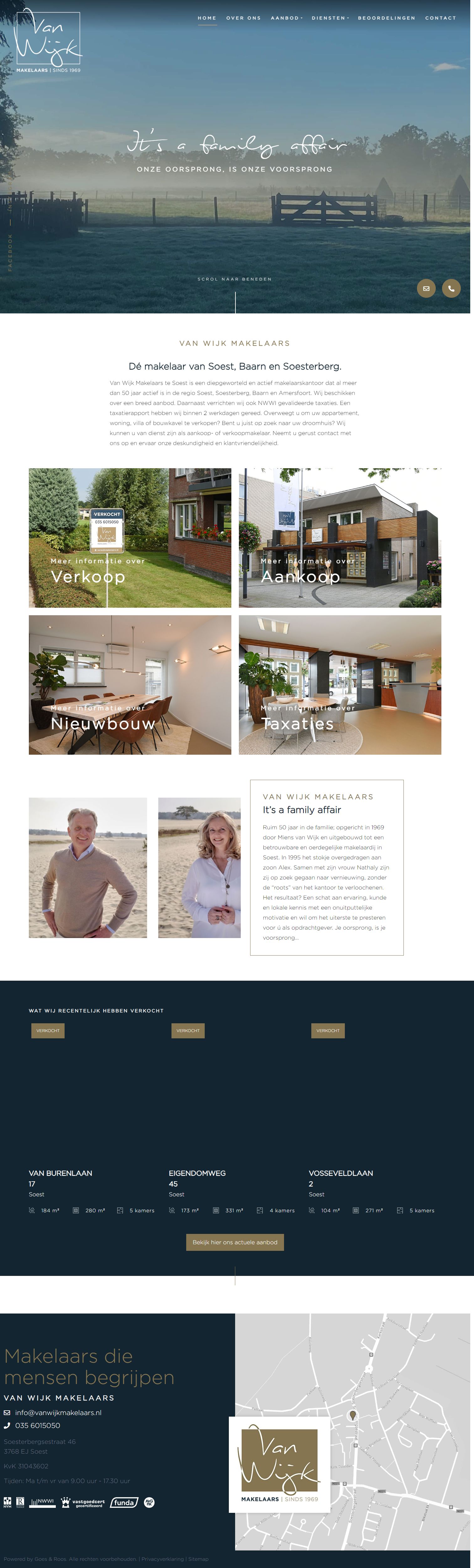 Screenshot van de website van www.vanwijkmakelaars.nl