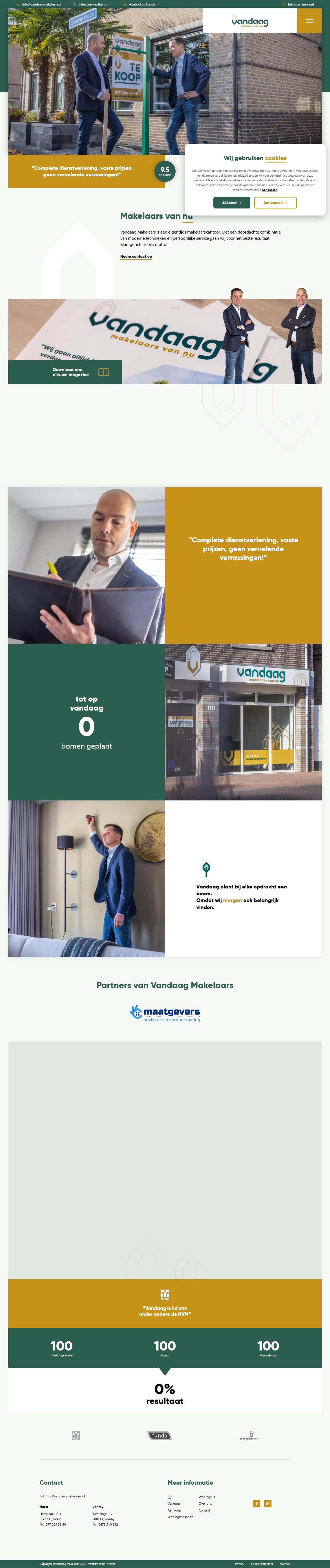 Screenshot of the website of www.vandaagmakelaars.nl