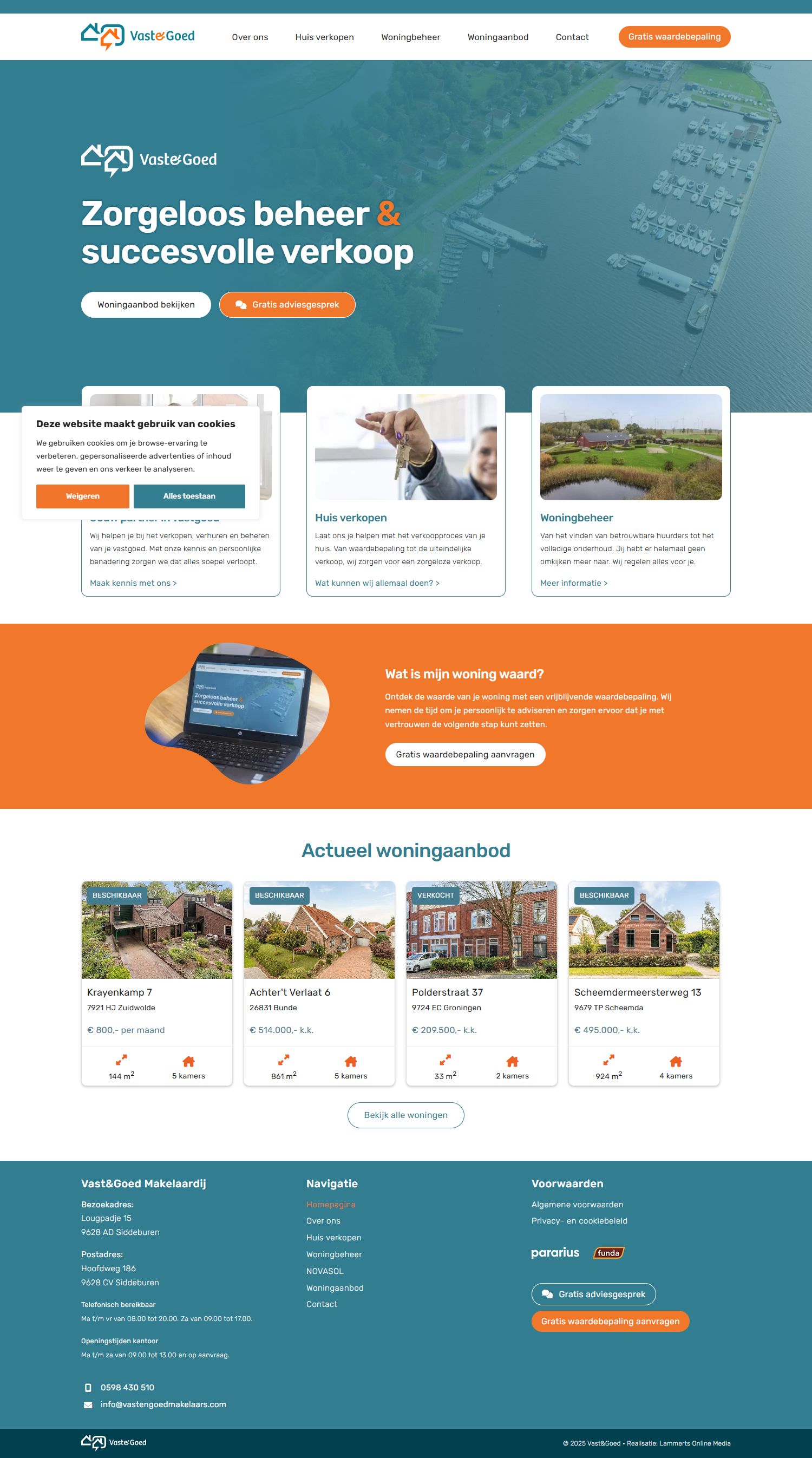 Capture d'écran du site web de www.vastengoedmakelaars.com
