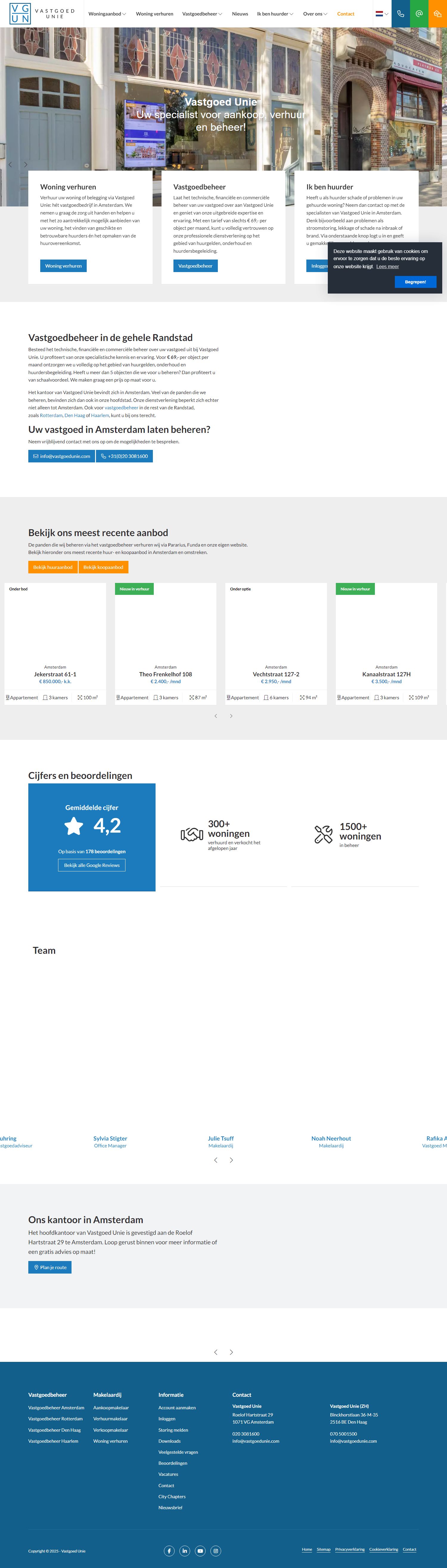 Screenshot van de website van www.vastgoedunie.com