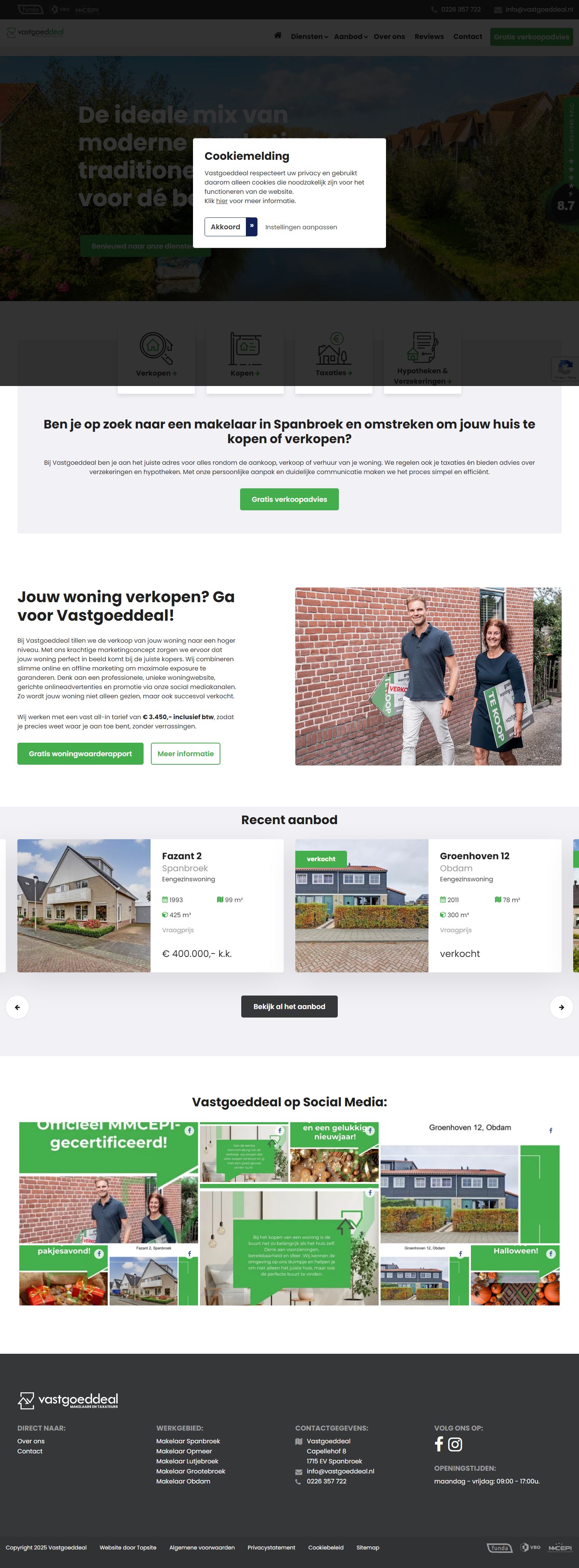 Screenshot van de website van www.vastgoeddeal.nl