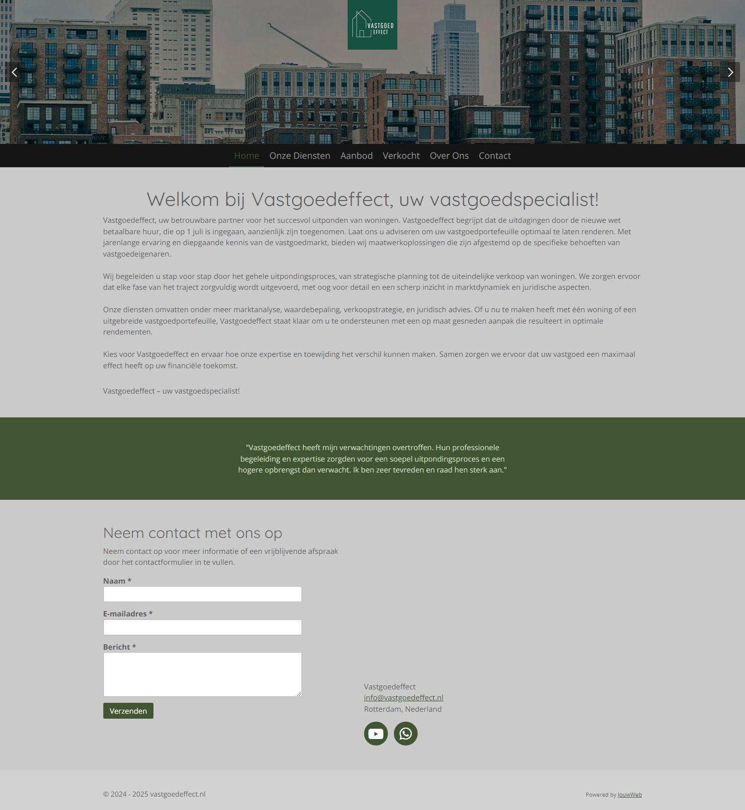 Screenshot van de website van www.vastgoedeffect.nl