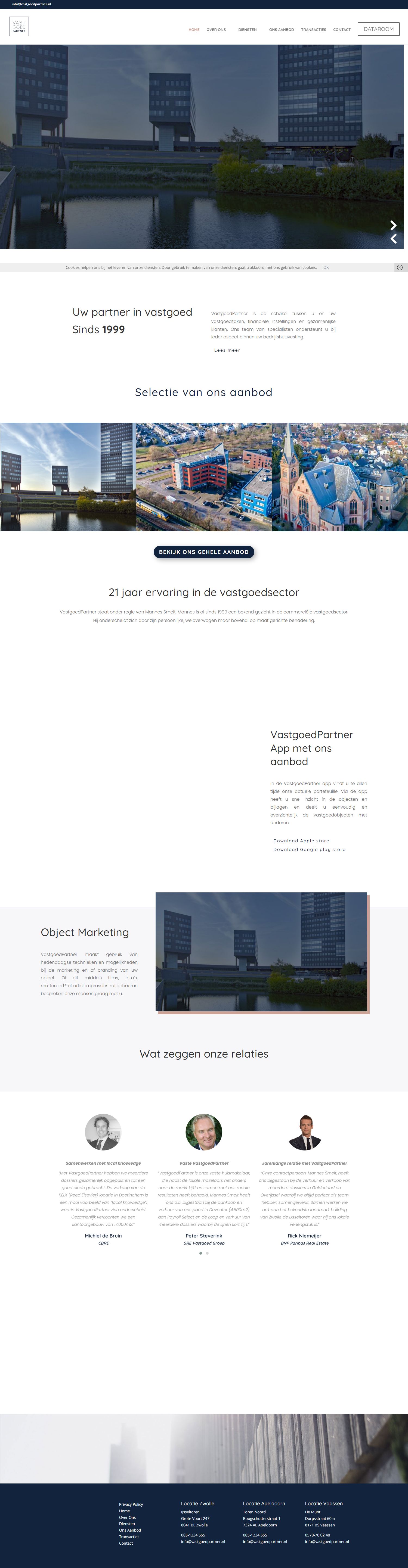 Screenshot van de website van www.vastgoedpartner.nl