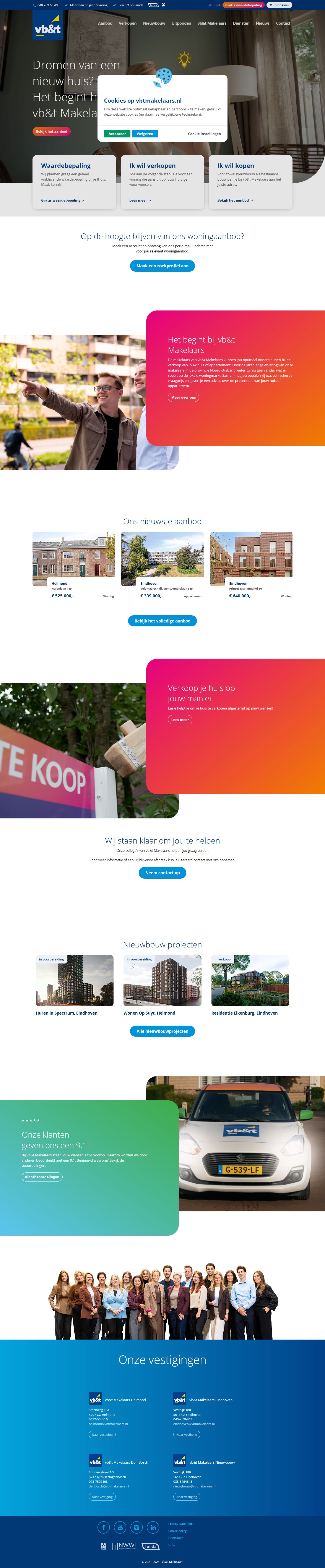 Capture d'écran du site web de www.vbtmakelaars.nl