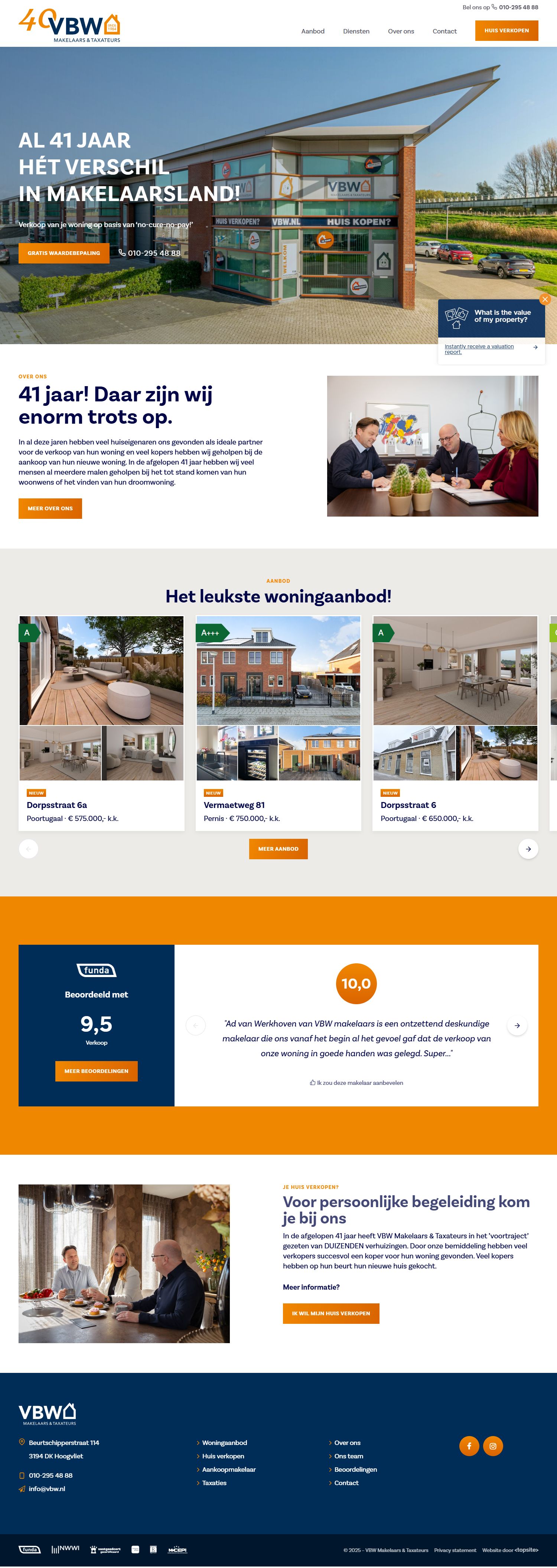 Screenshot of the website of www.vbw.nl