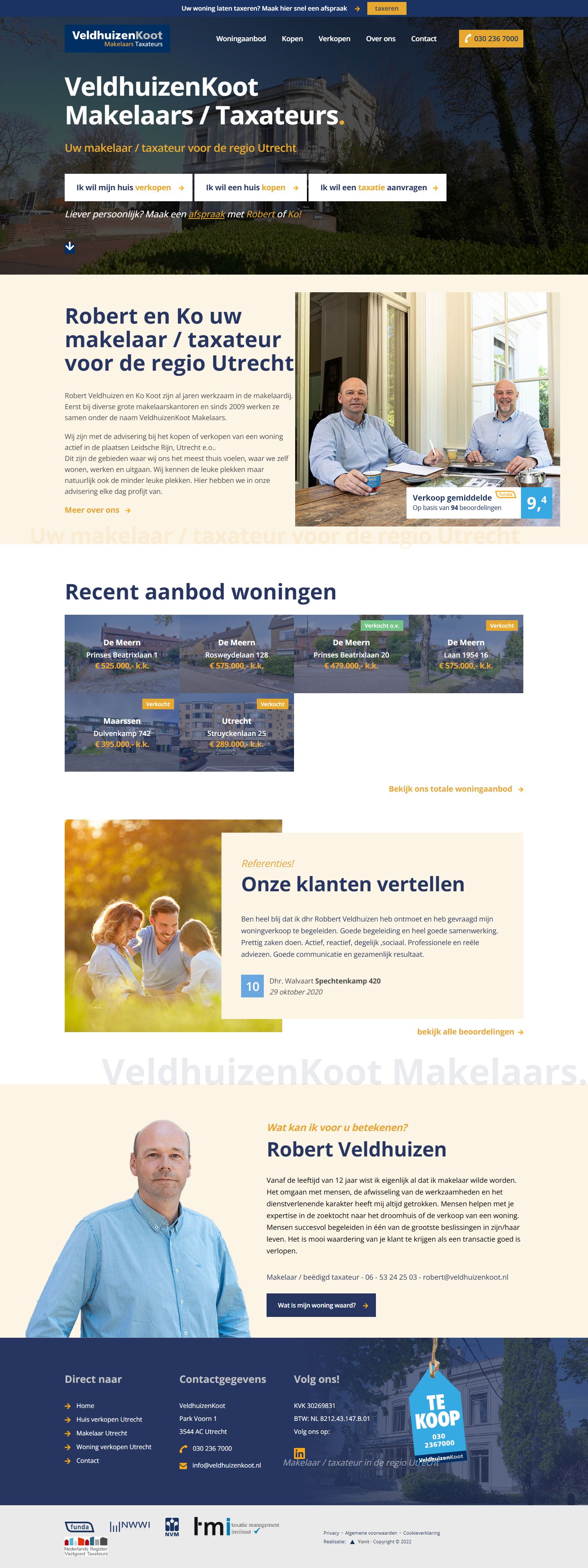 Screenshot van de website van www.veldhuizenkoot.nl