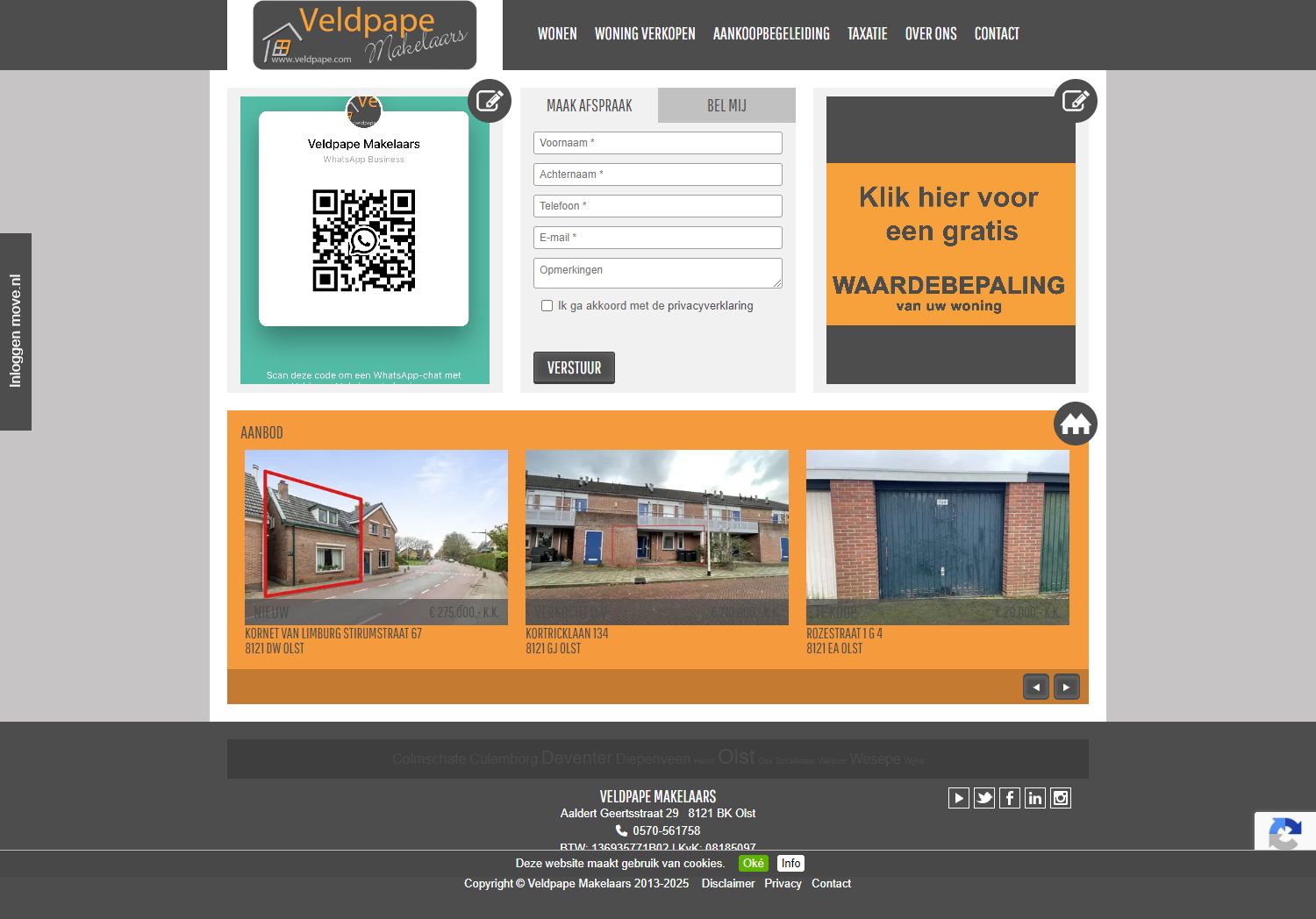 Screenshot van de website van www.veldpape.com