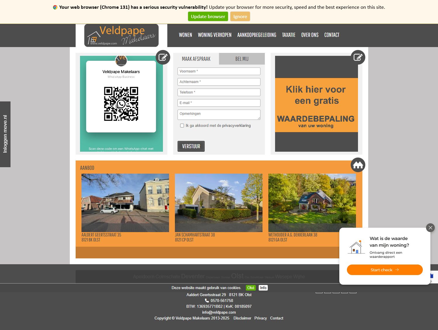 Screenshot of the website of www.veldpape.com