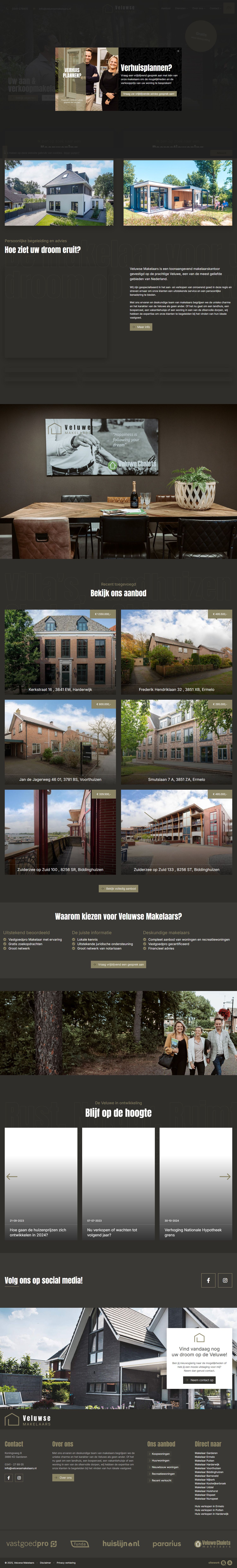 Screenshot van de website van veluwsemakelaars.nl