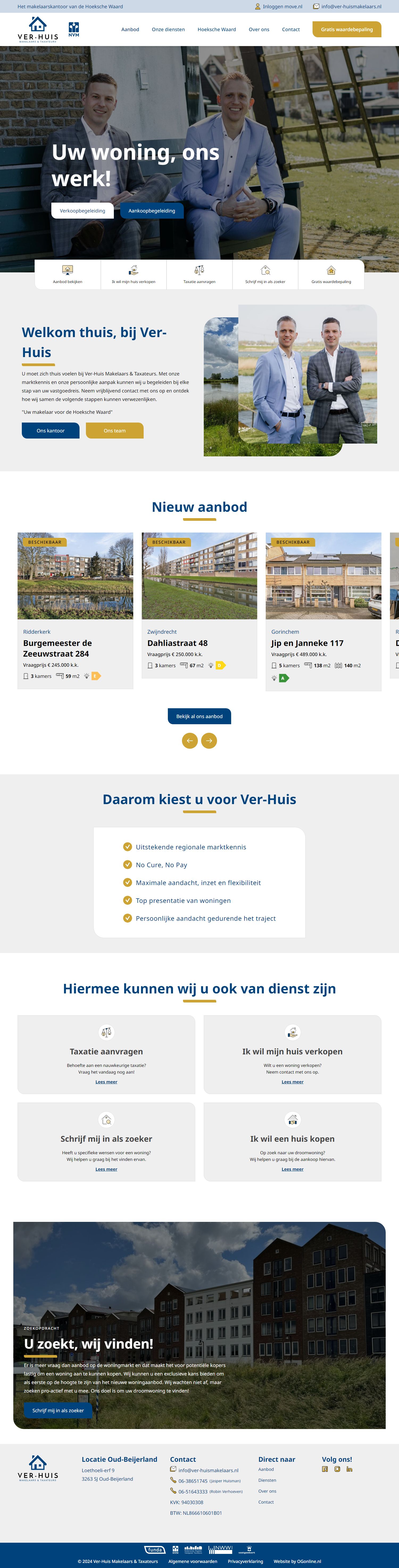 Screenshot van de website van www.ver-huismakelaars.nl