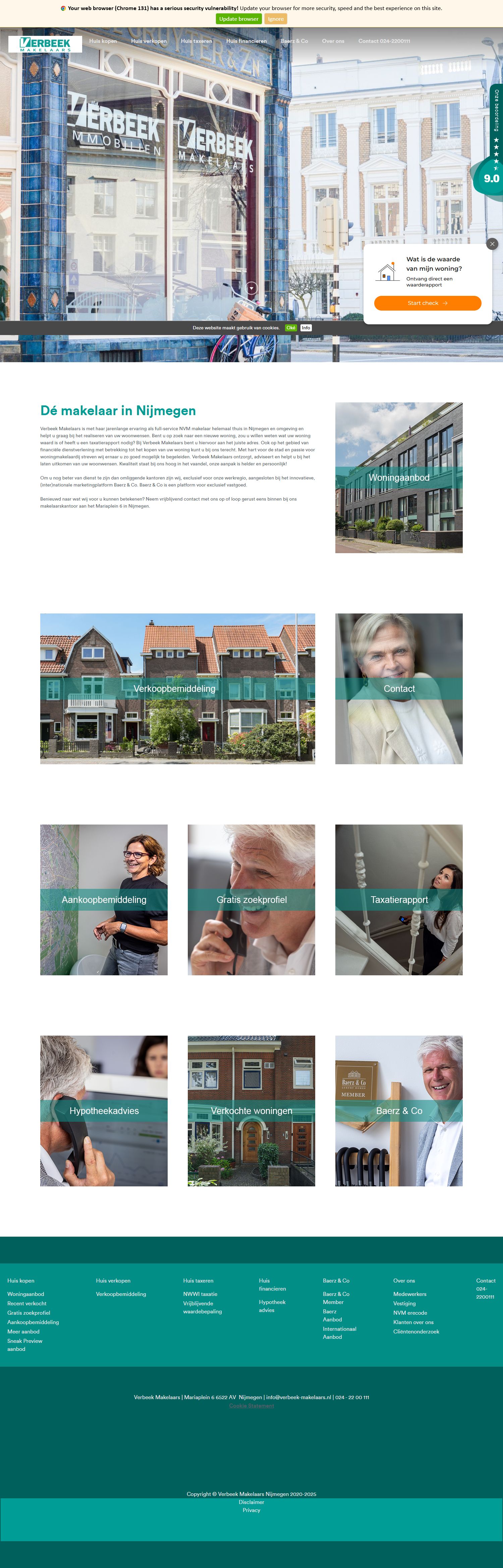 Screenshot of the website of www.verbeek-makelaars.nl