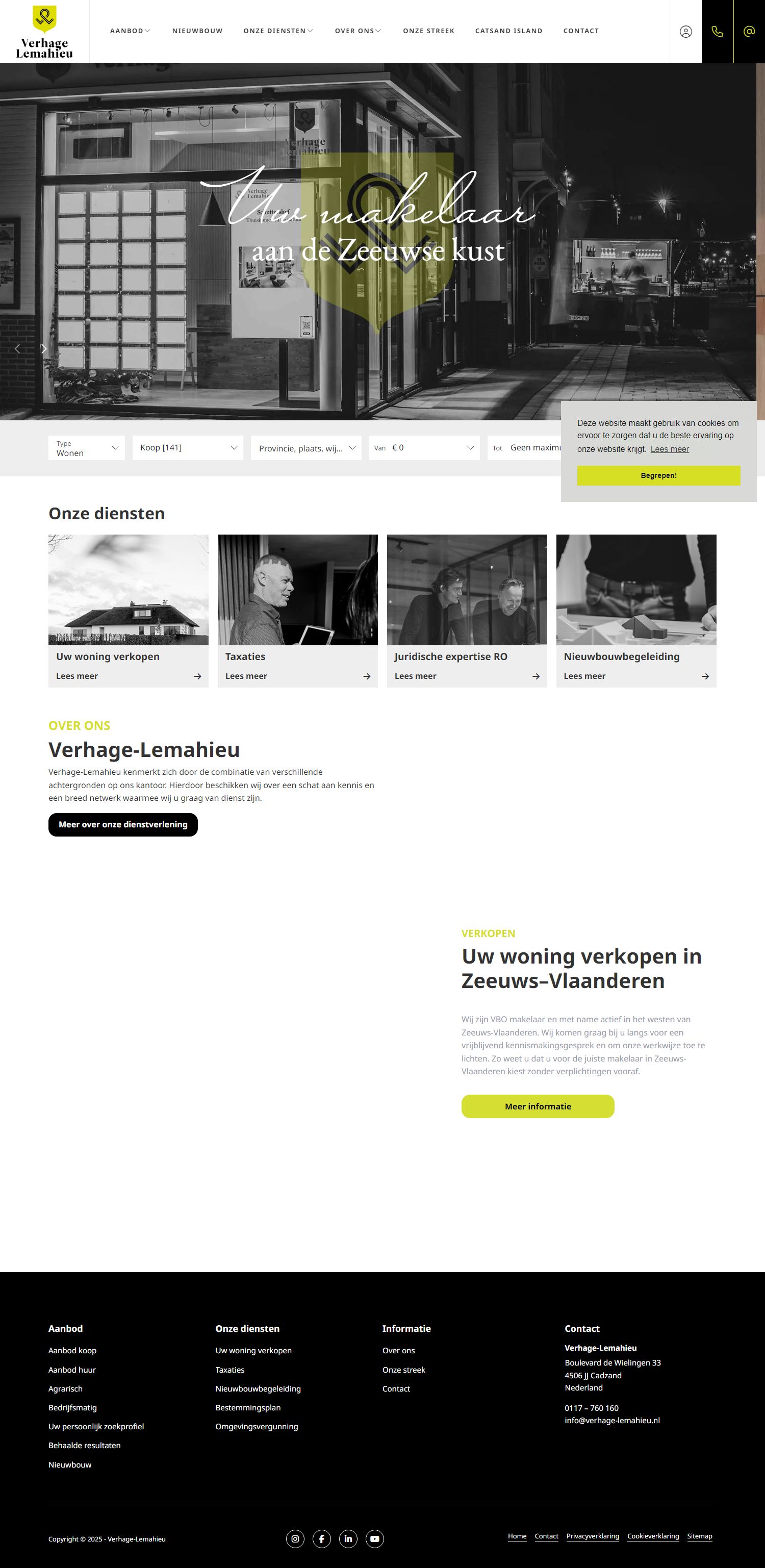 Screenshot van de website van www.verhage-lemahieu.nl