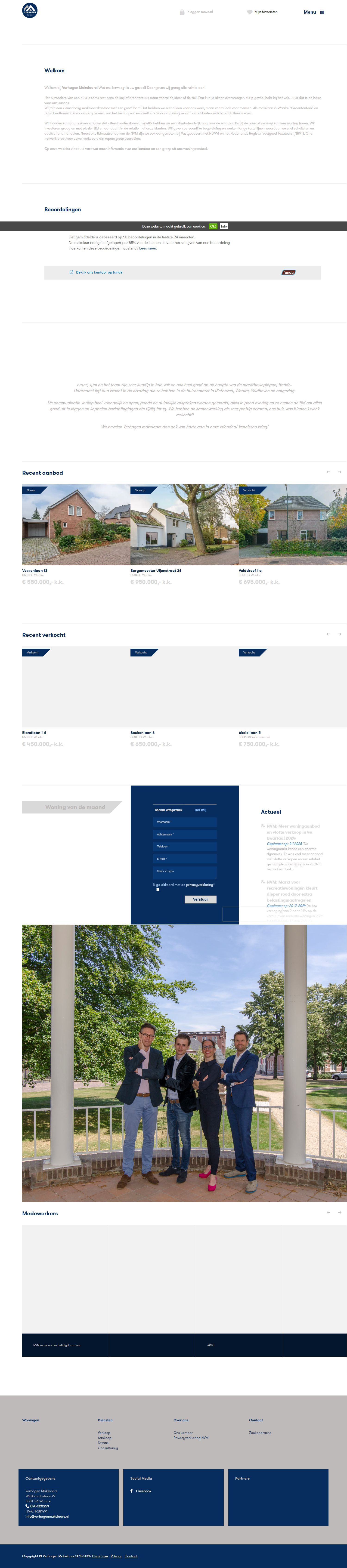 Screenshot van de website van www.verhagenmakelaars.nl