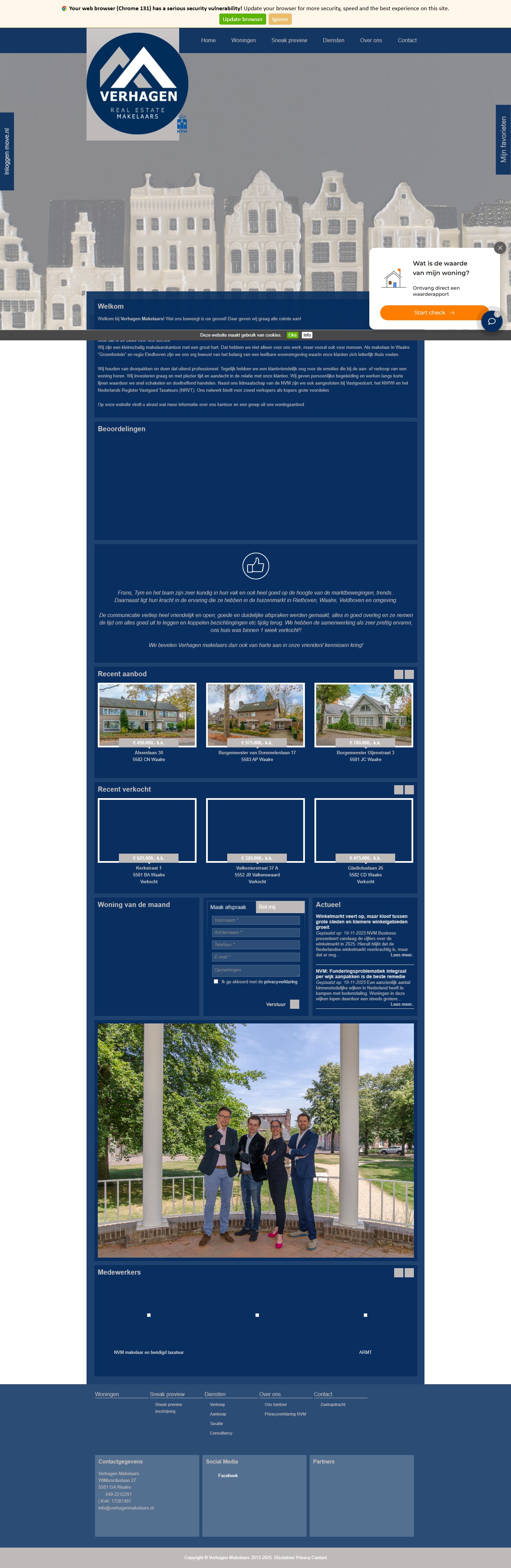 Capture d'écran du site web de www.verhagenmakelaars.nl
