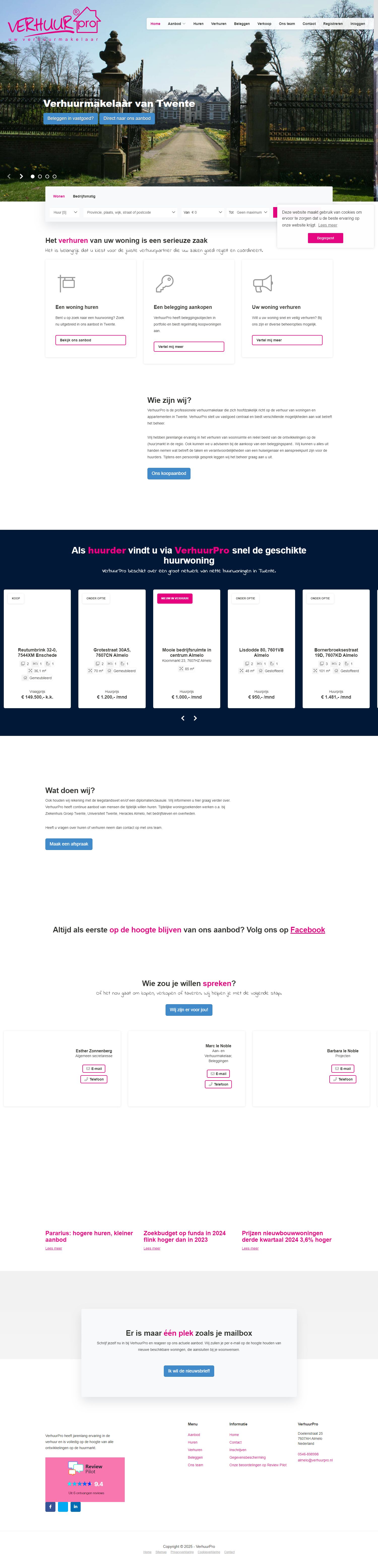 Screenshot van de website van www.verhuurpro.nl