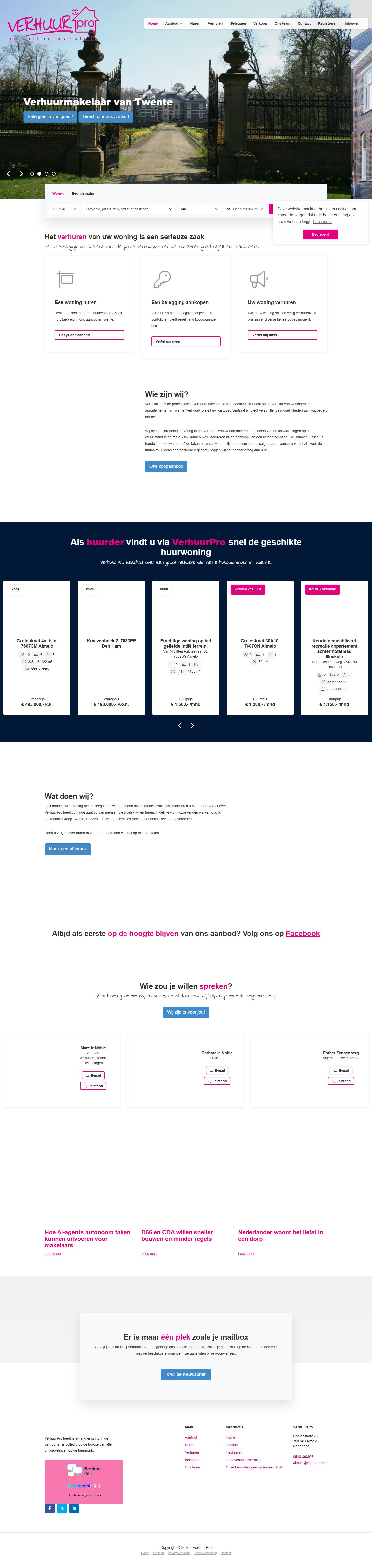 Screenshot of the website of www.verhuurpro.nl