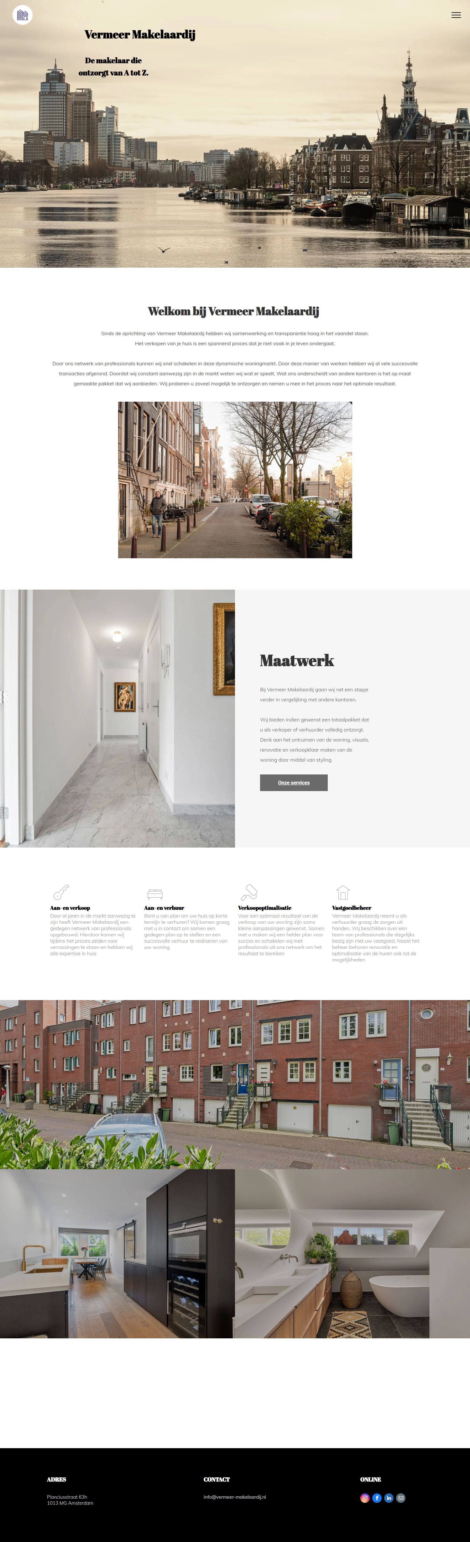 Screenshot van de website van www.vermeer-makelaardij.nl