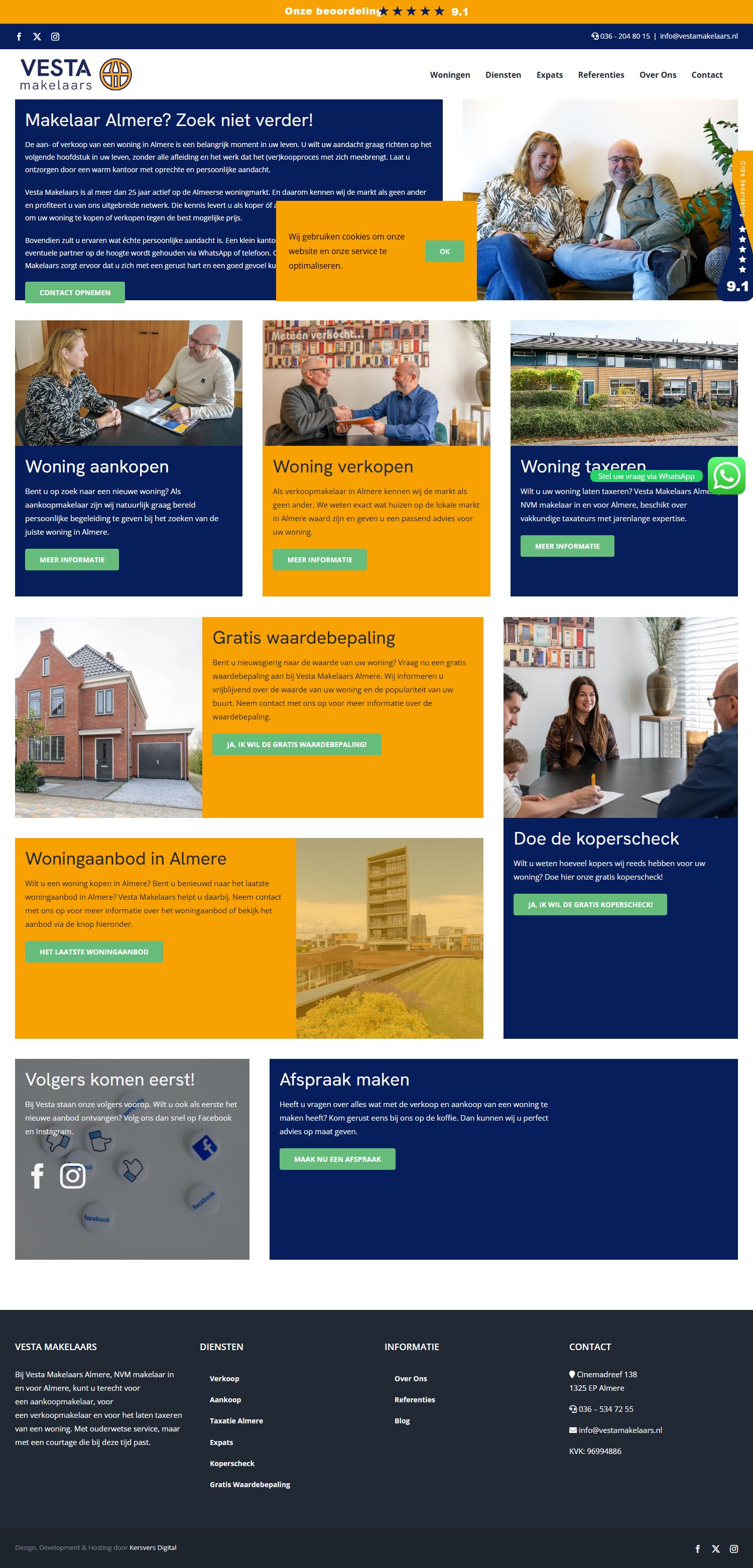 Screenshot of the website of www.vestamakelaars.nl