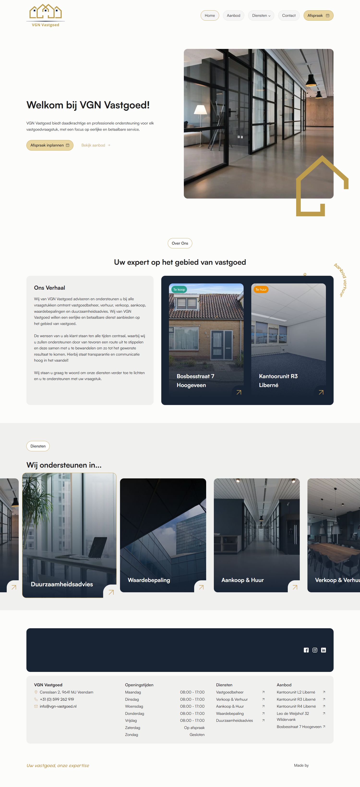Screenshot van de website van www.vgn-vastgoed.nl