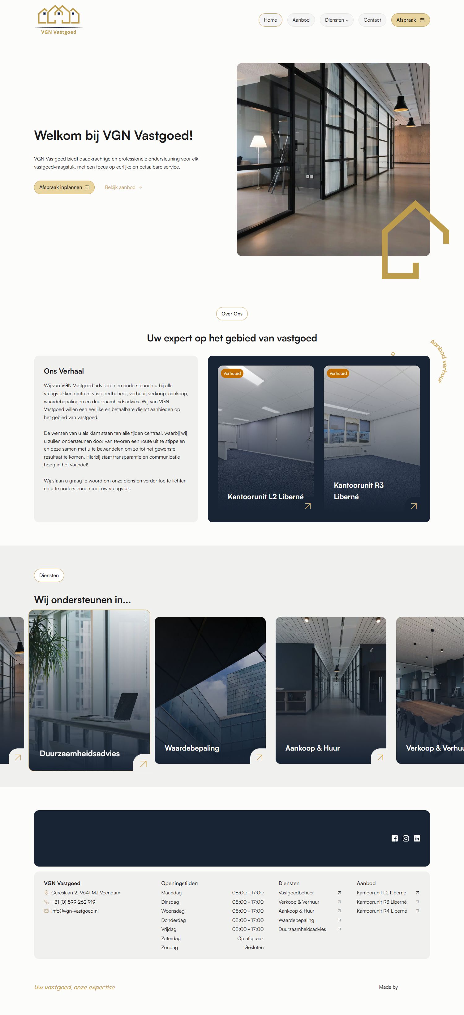 Screenshot of the website of www.vgn-vastgoed.nl