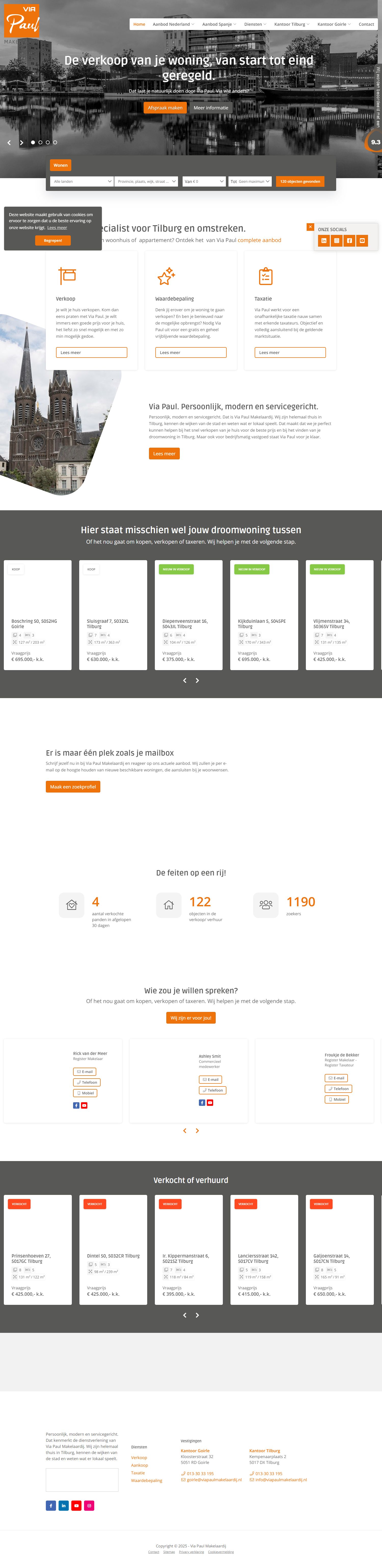 Screenshot van de website van www.viapaulmakelaardij.nl