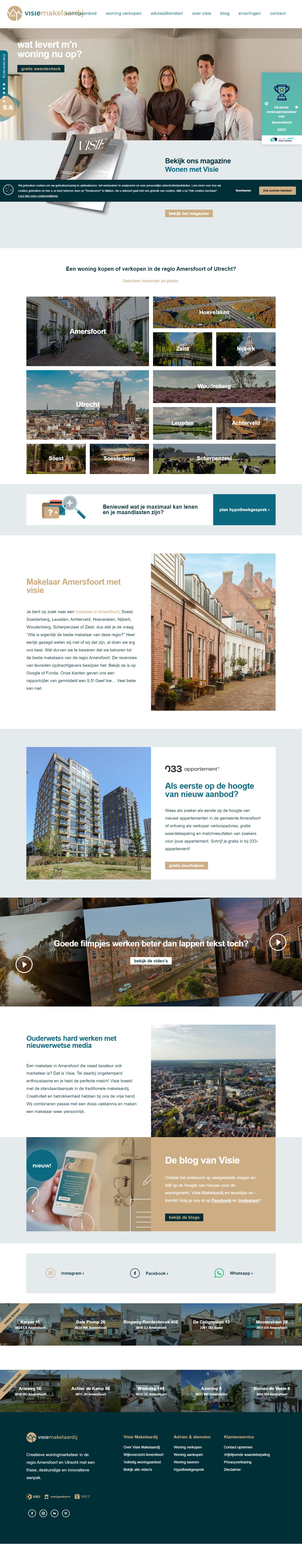 Screenshot van de website van www.visiemakelaardij.nl