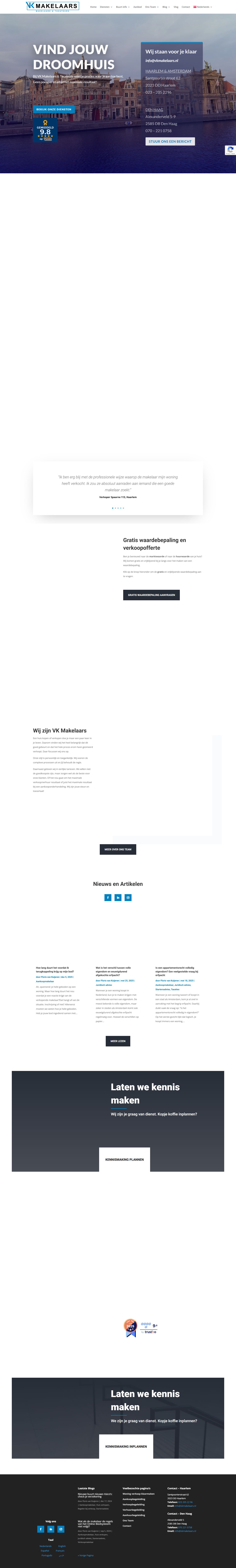 Screenshot van de website van www.vkmakelaars.nl