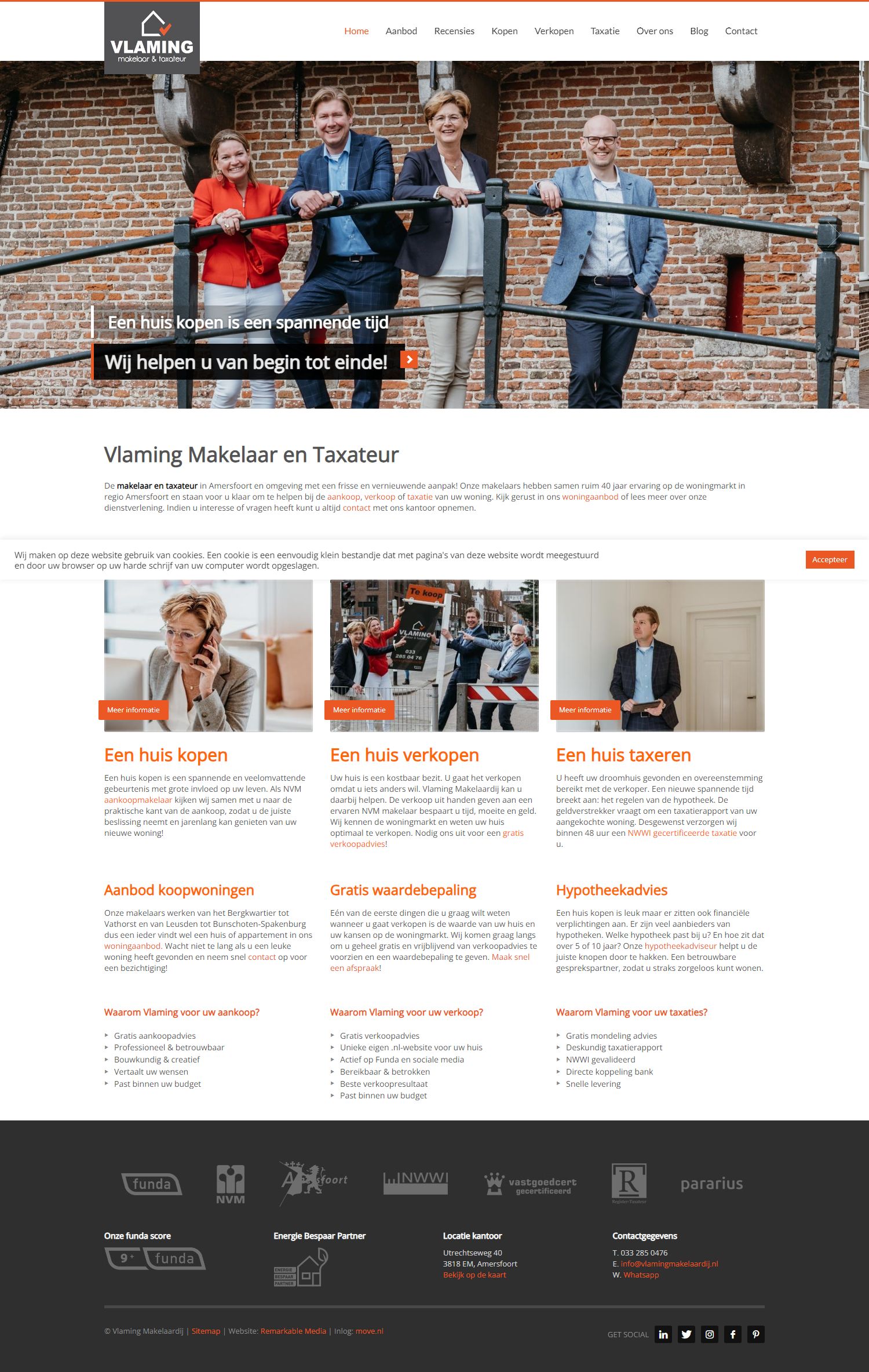 Screenshot van de website van www.vlamingmakelaardij.nl