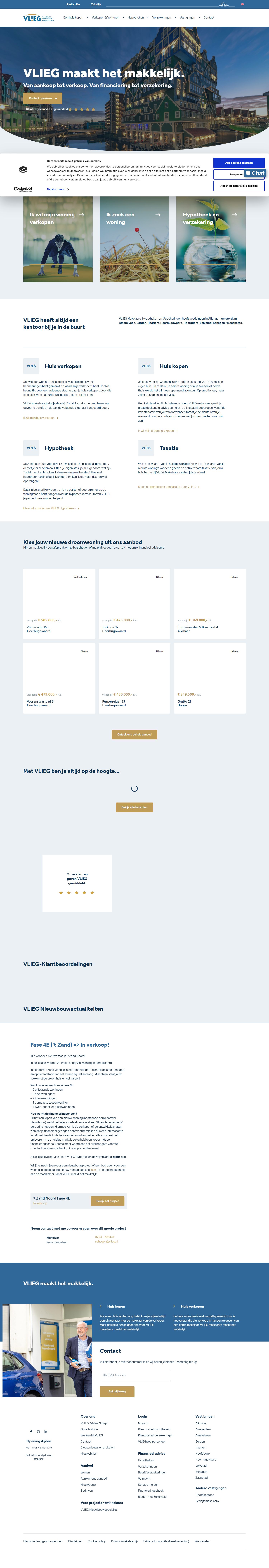 Screenshot of the website of www.vlieg.nl