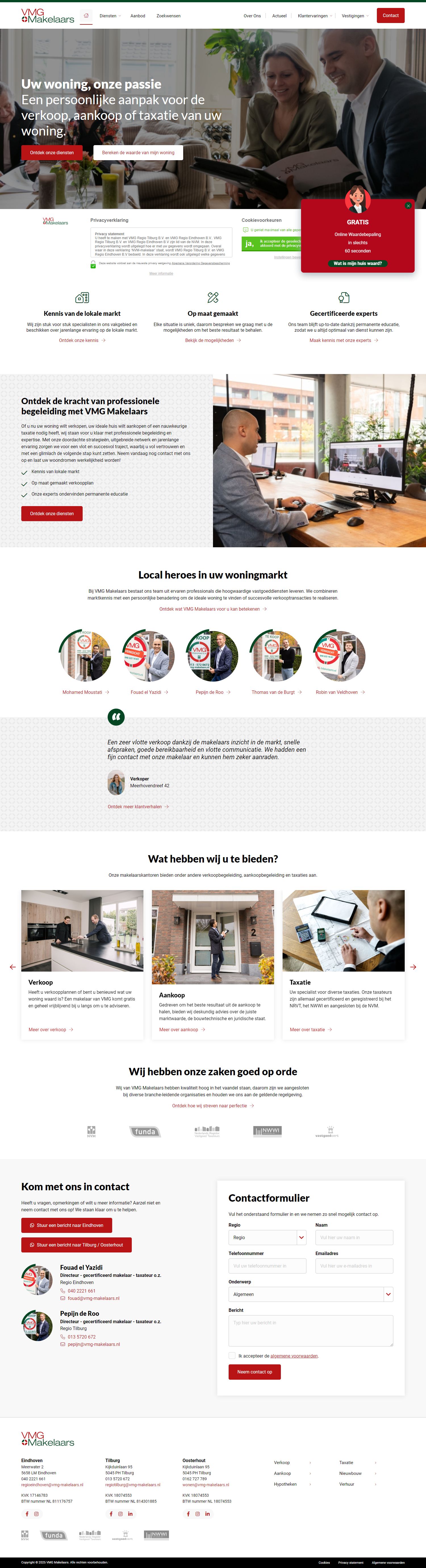 Screenshot van de website van www.vmg-makelaars.nl