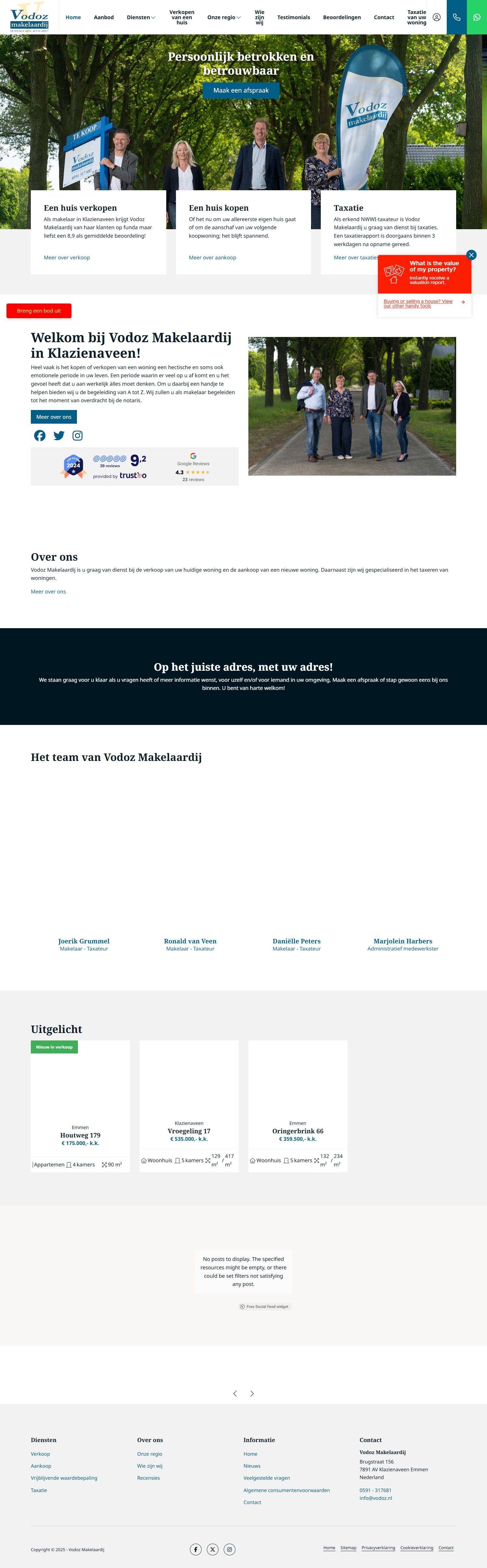 Capture d'écran du site web de www.vodoz.nl