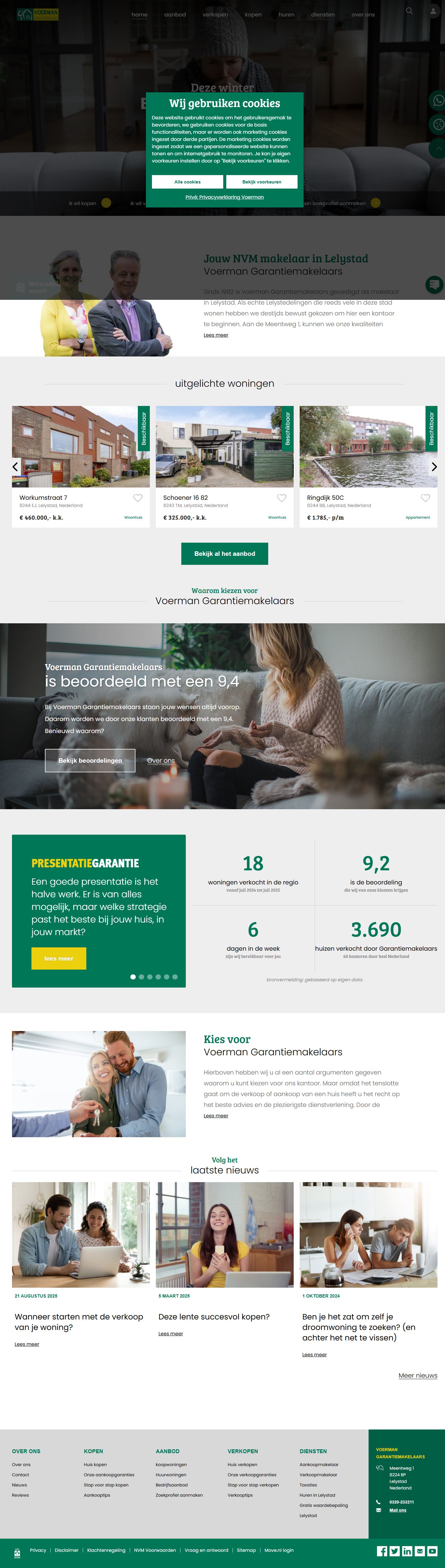 Screenshot of the website of www.voermangarantiemakelaars.nl