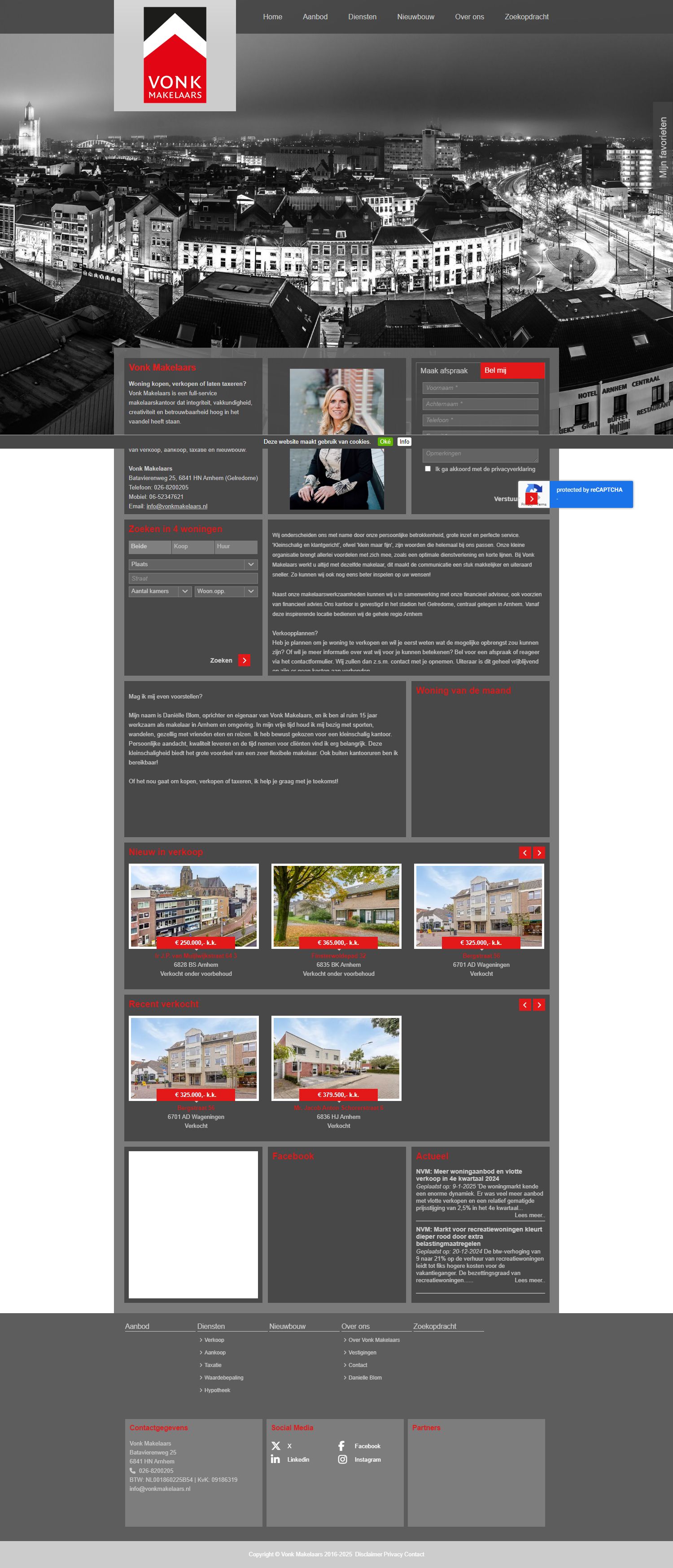 Screenshot van de website van www.vonkmakelaars.nl