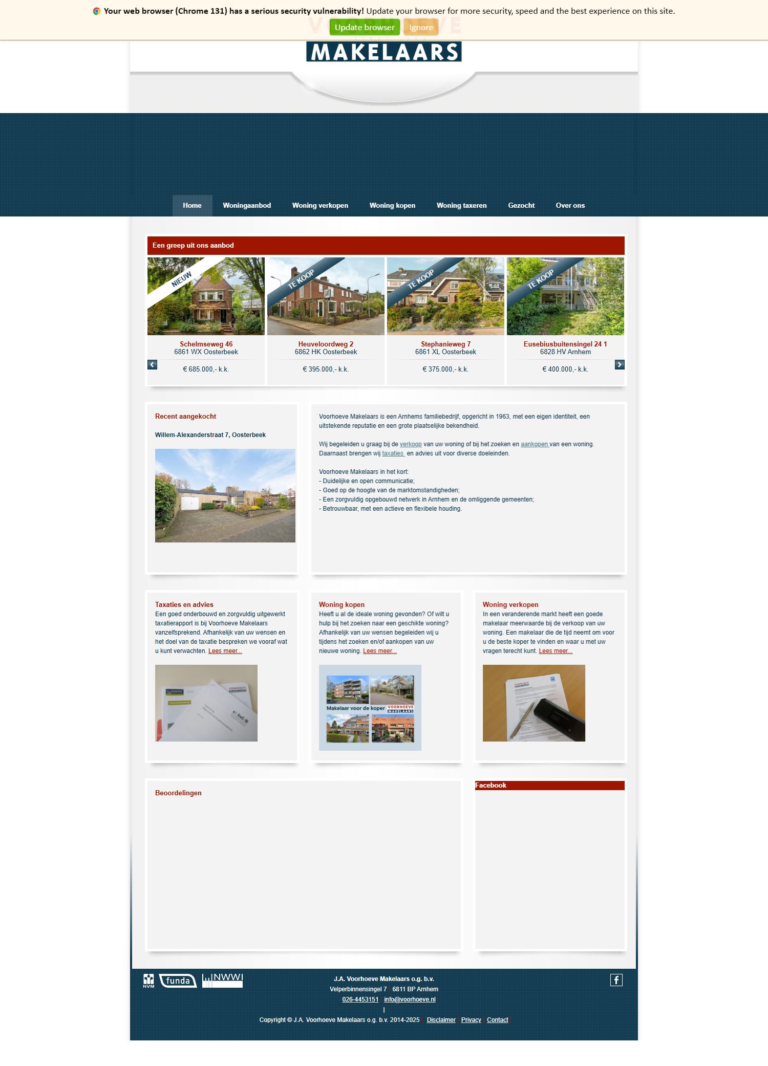 Capture d'écran du site web de www.voorhoeve.nl