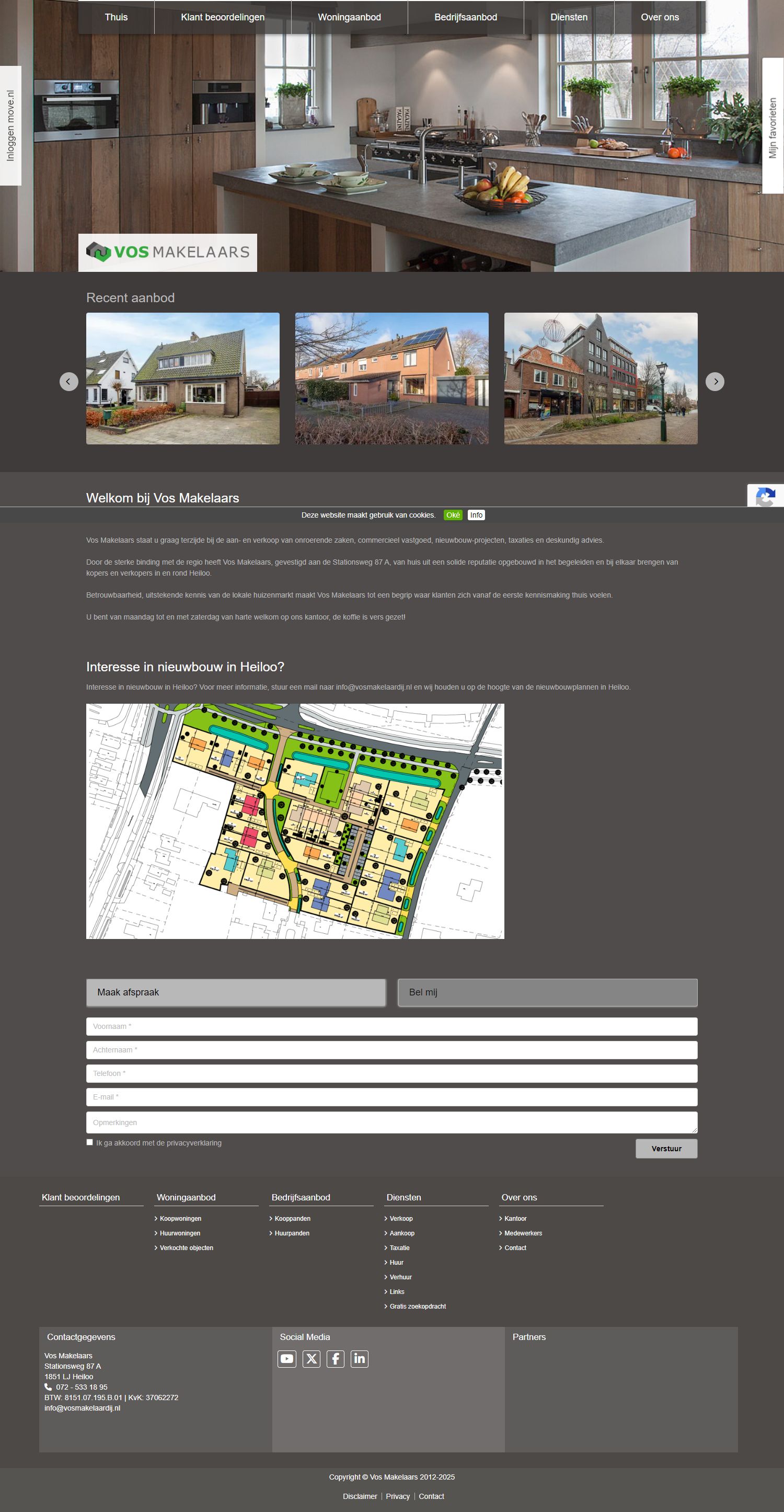 Screenshot van de website van www.vosmakelaardij.nl