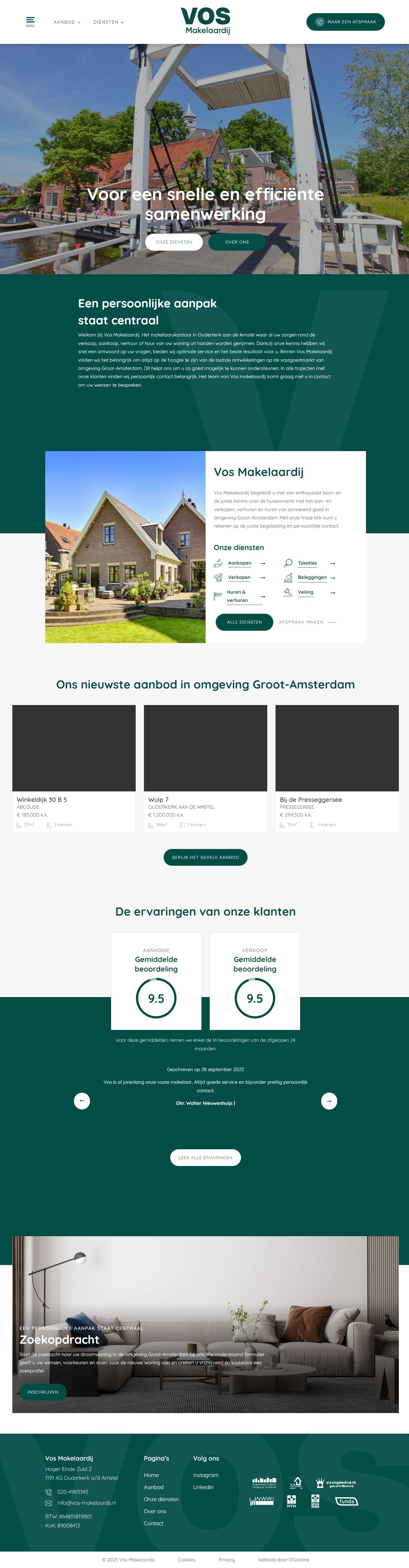 Screenshot van de website van www.vos-makelaardij.nl