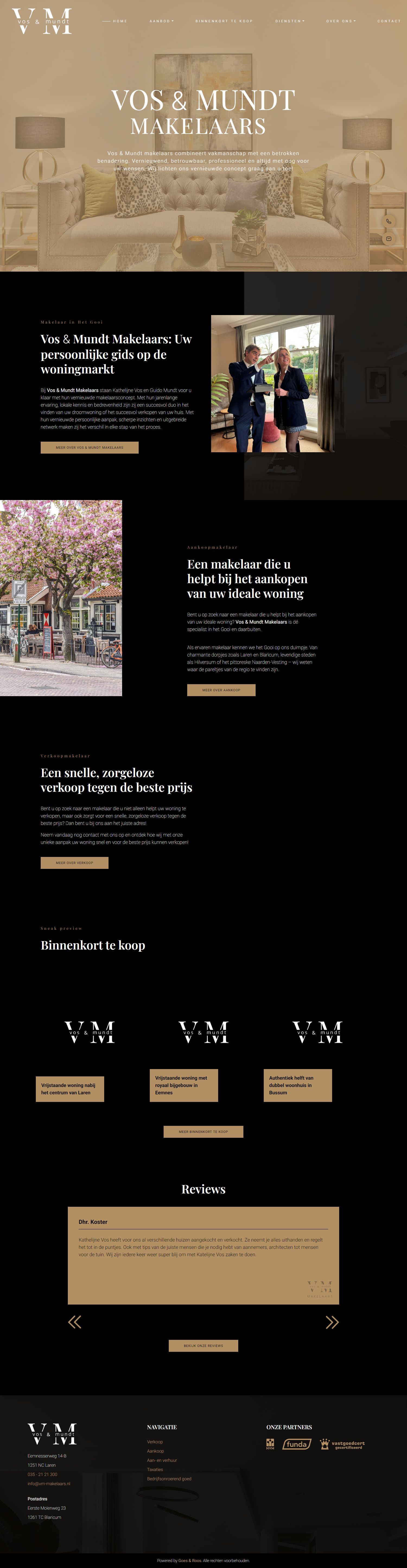 Screenshot van de website van www.vm-makelaars.nl