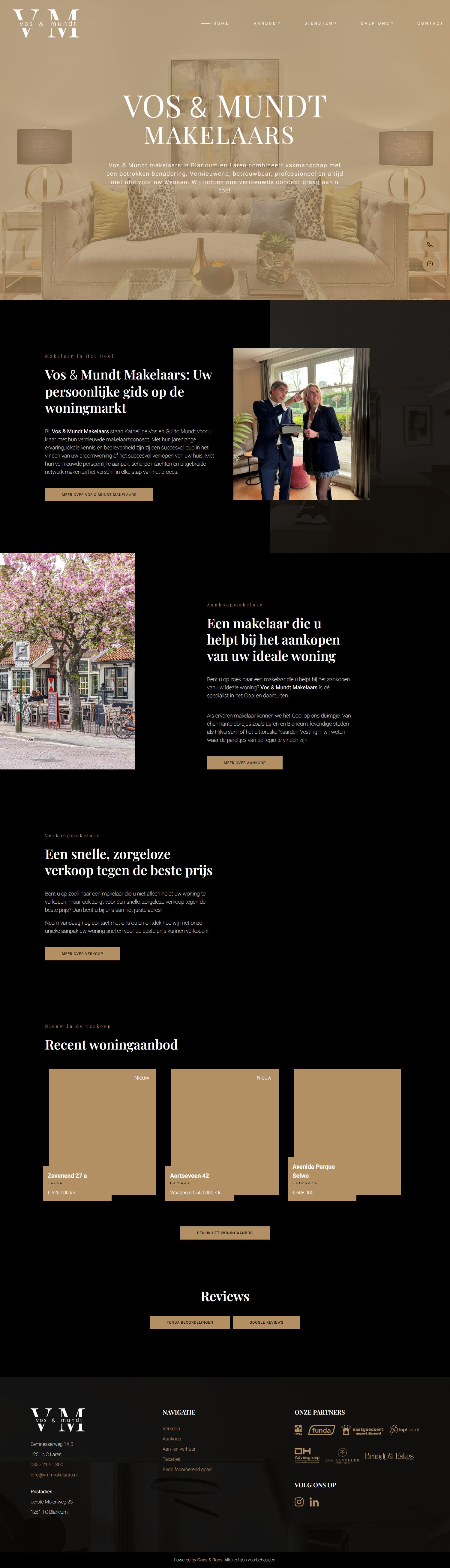 Capture d'écran du site web de www.vm-makelaars.nl