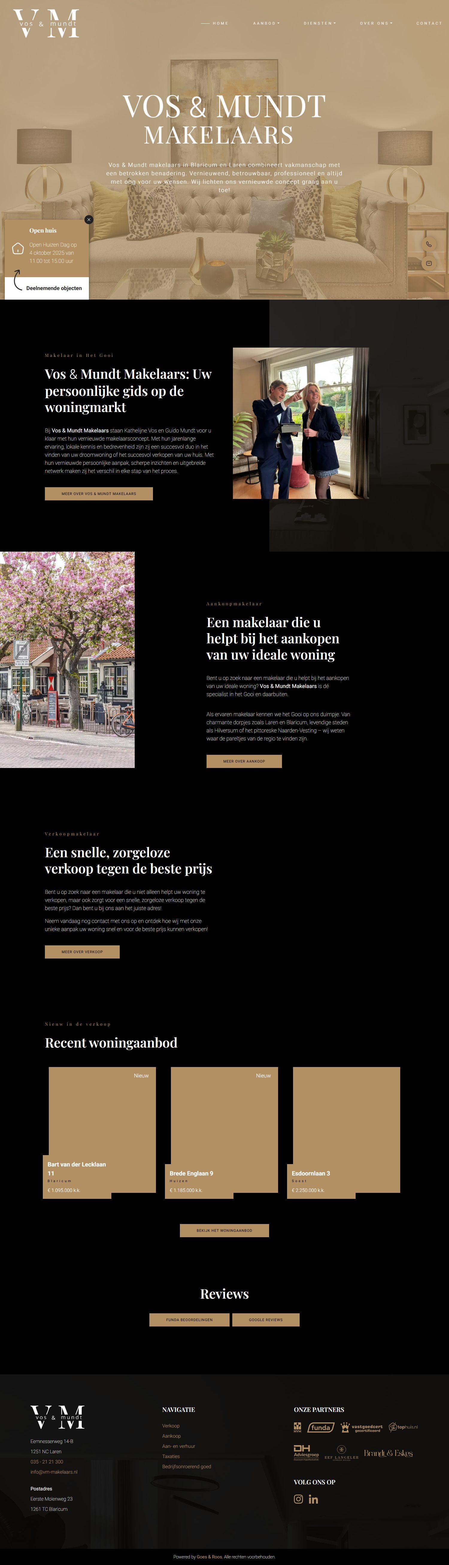 Screenshot van de website van www.vm-makelaars.nl