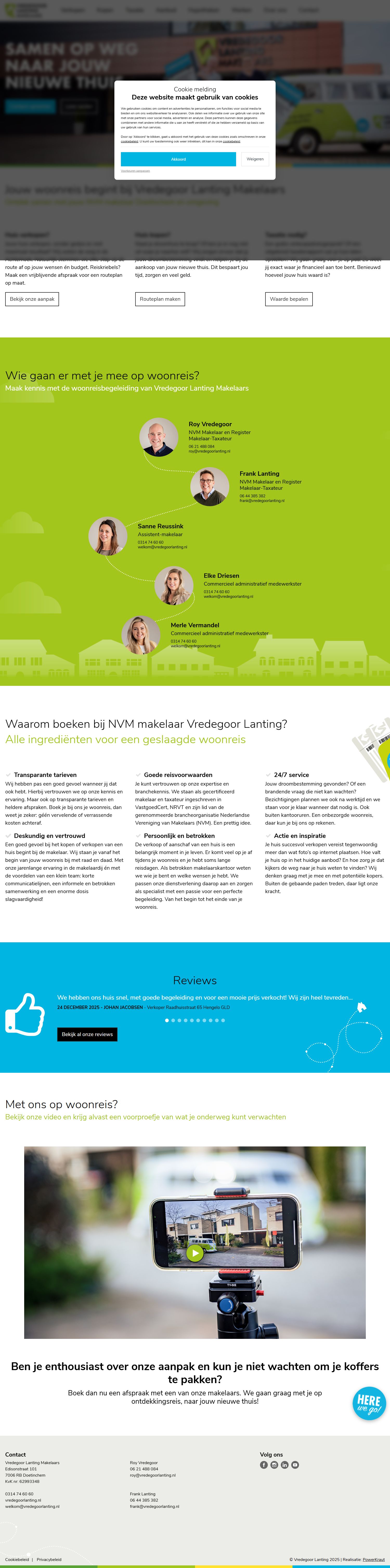 Screenshot van de website van www.vredegoorlanting.nl