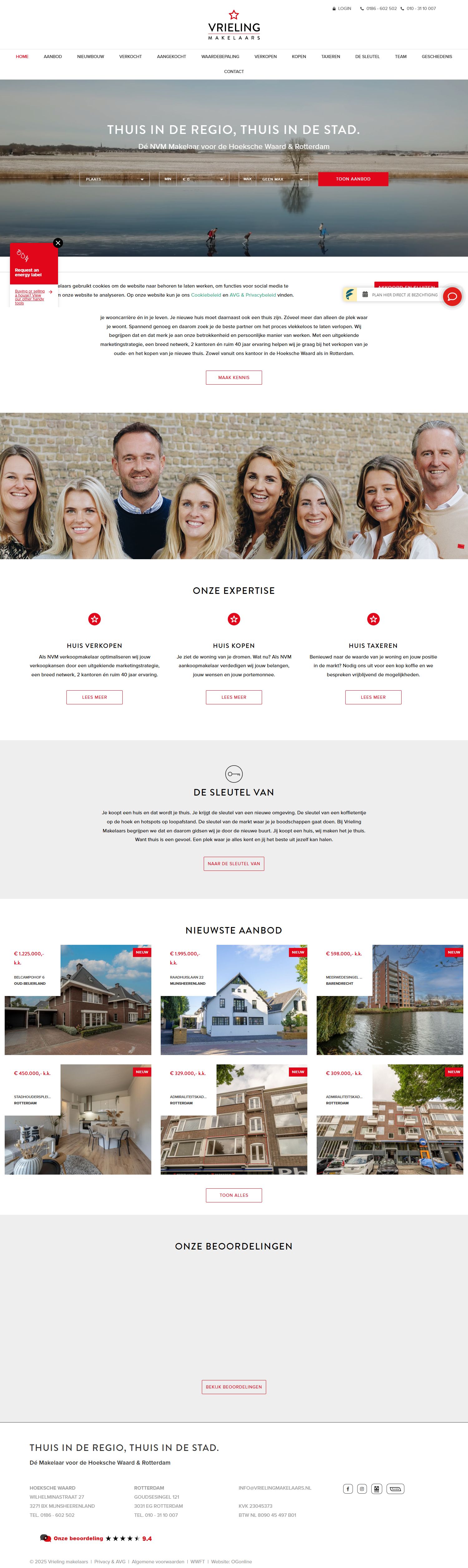 Capture d'écran du site web de www.vrielingmakelaars.nl