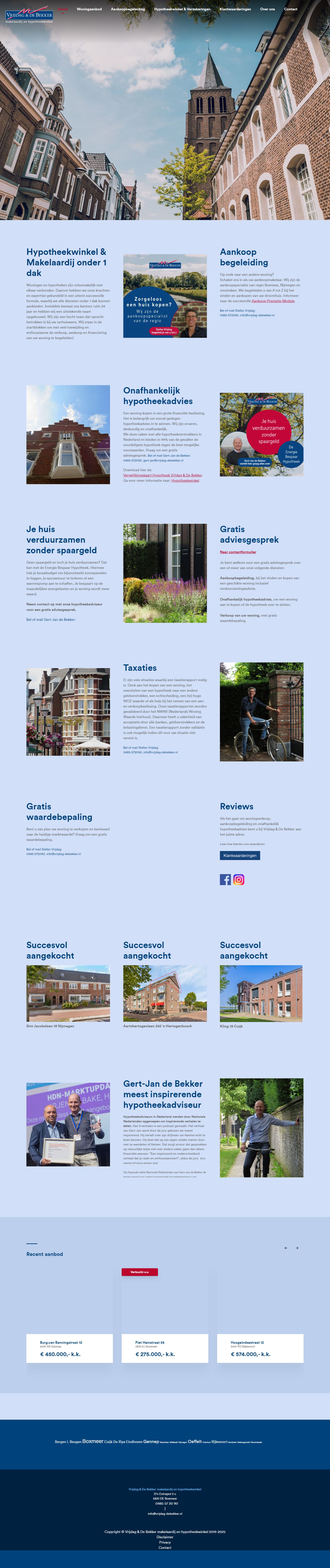 Screenshot van de website van www.vrijdag-debekker.nl