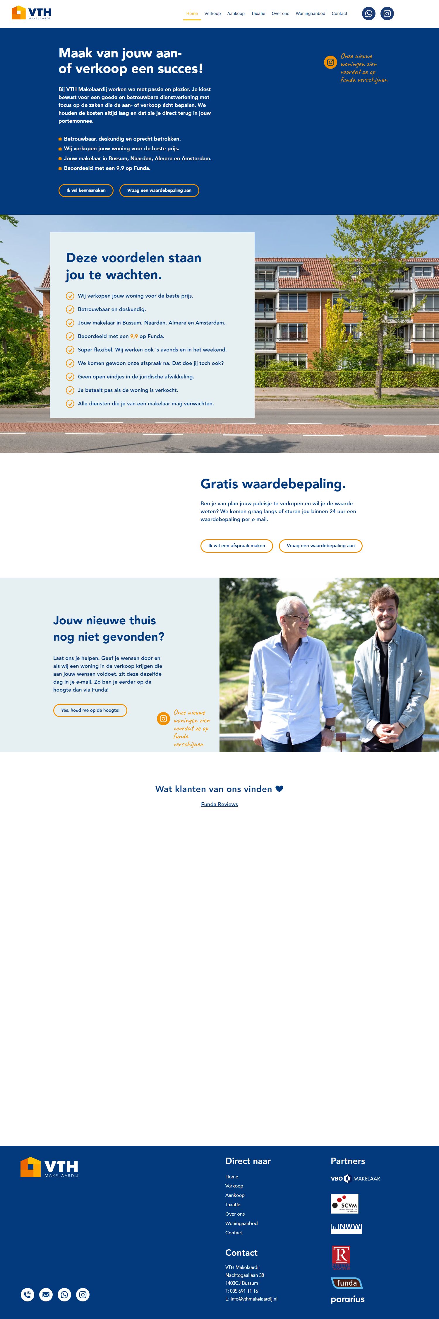 Screenshot van de website van www.vthmakelaardij.nl