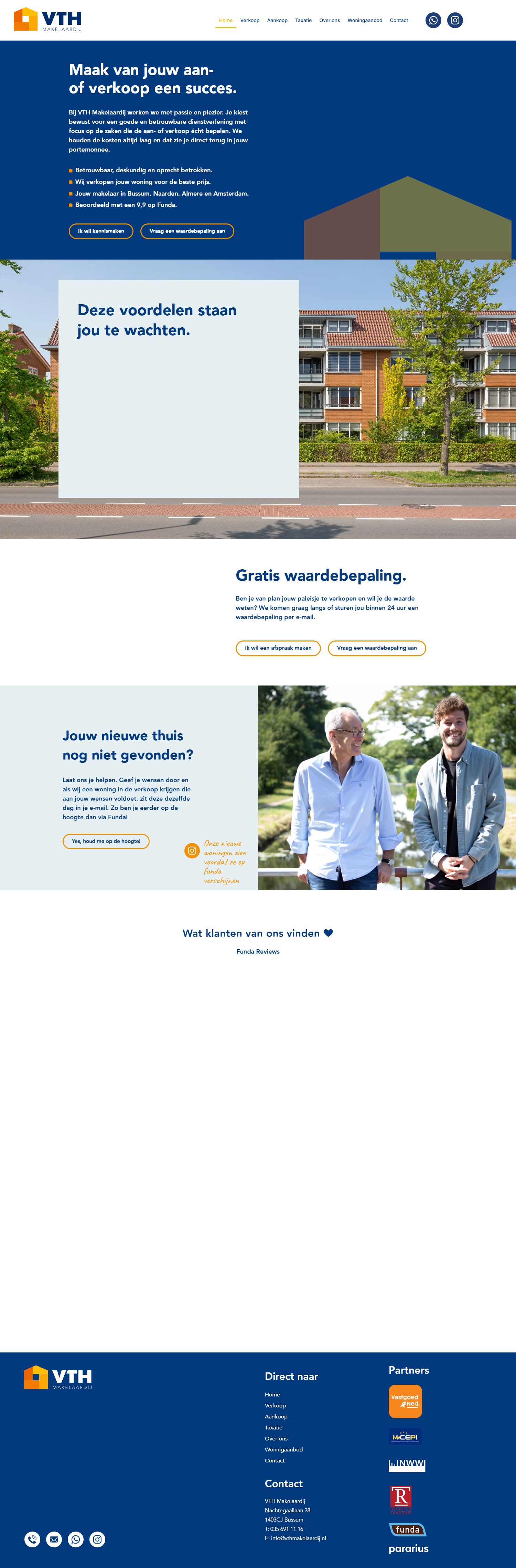 Screenshot of the website of www.vthmakelaardij.nl