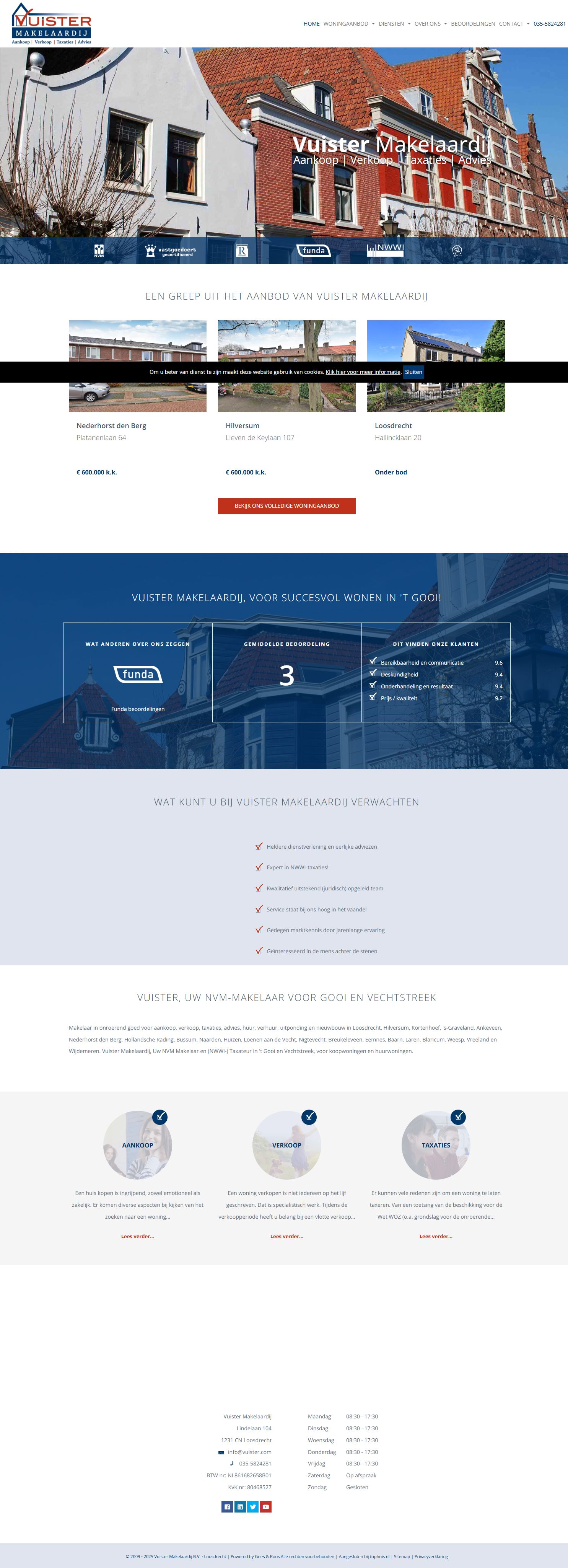 Screenshot of the website of www.vuister.com