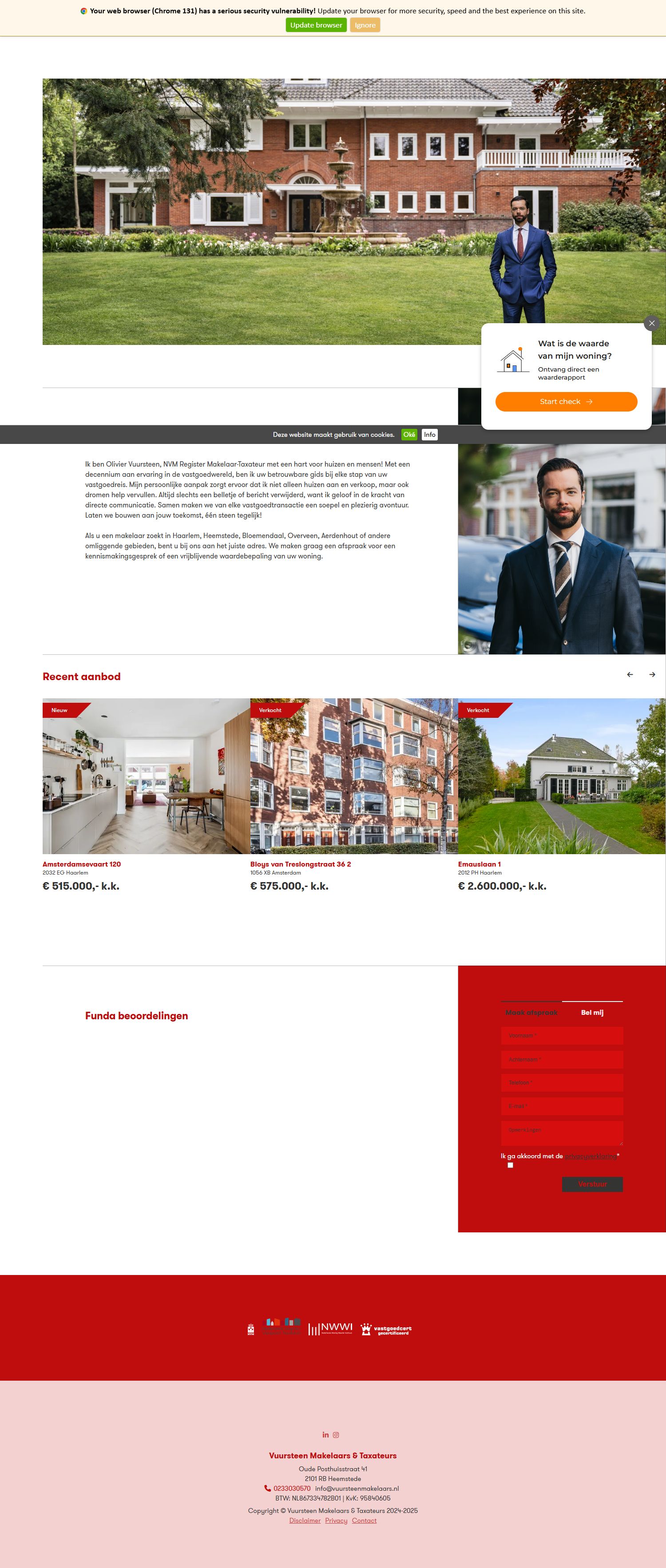 Capture d'écran du site web de www.vuursteenmakelaars.nl