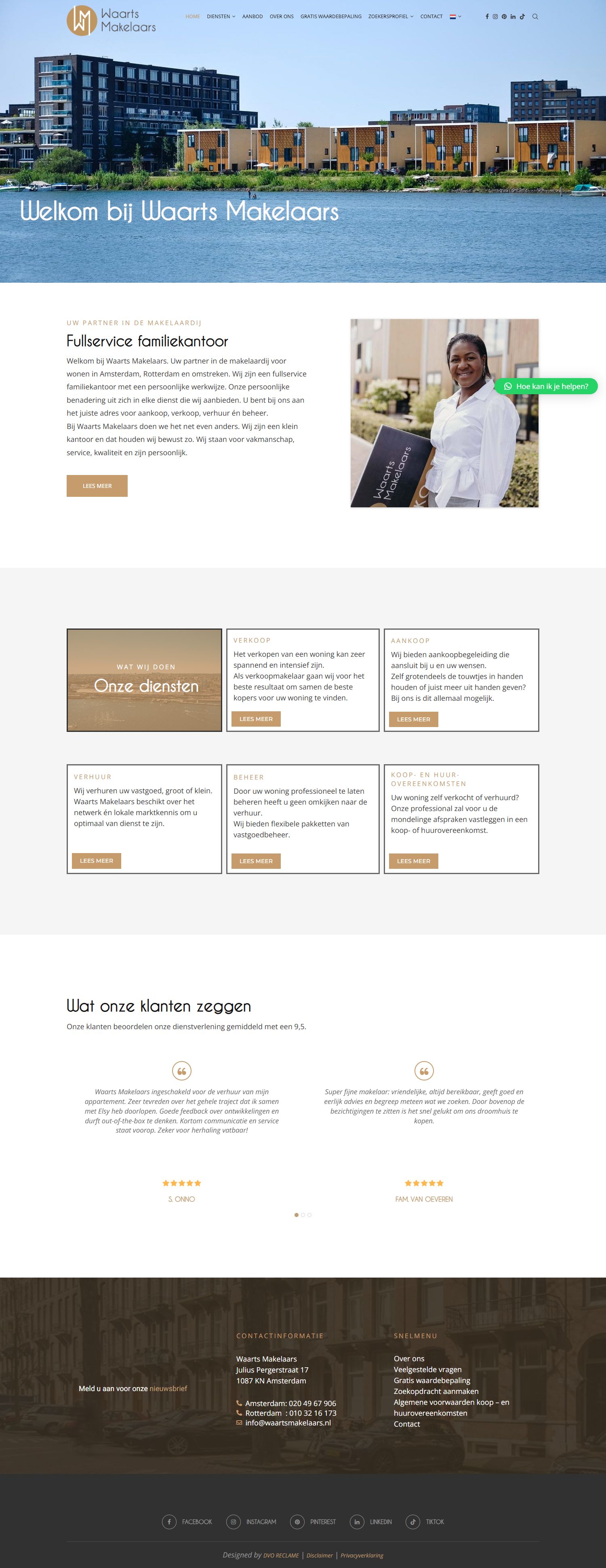 Screenshot der Website von waartsmakelaars.nl