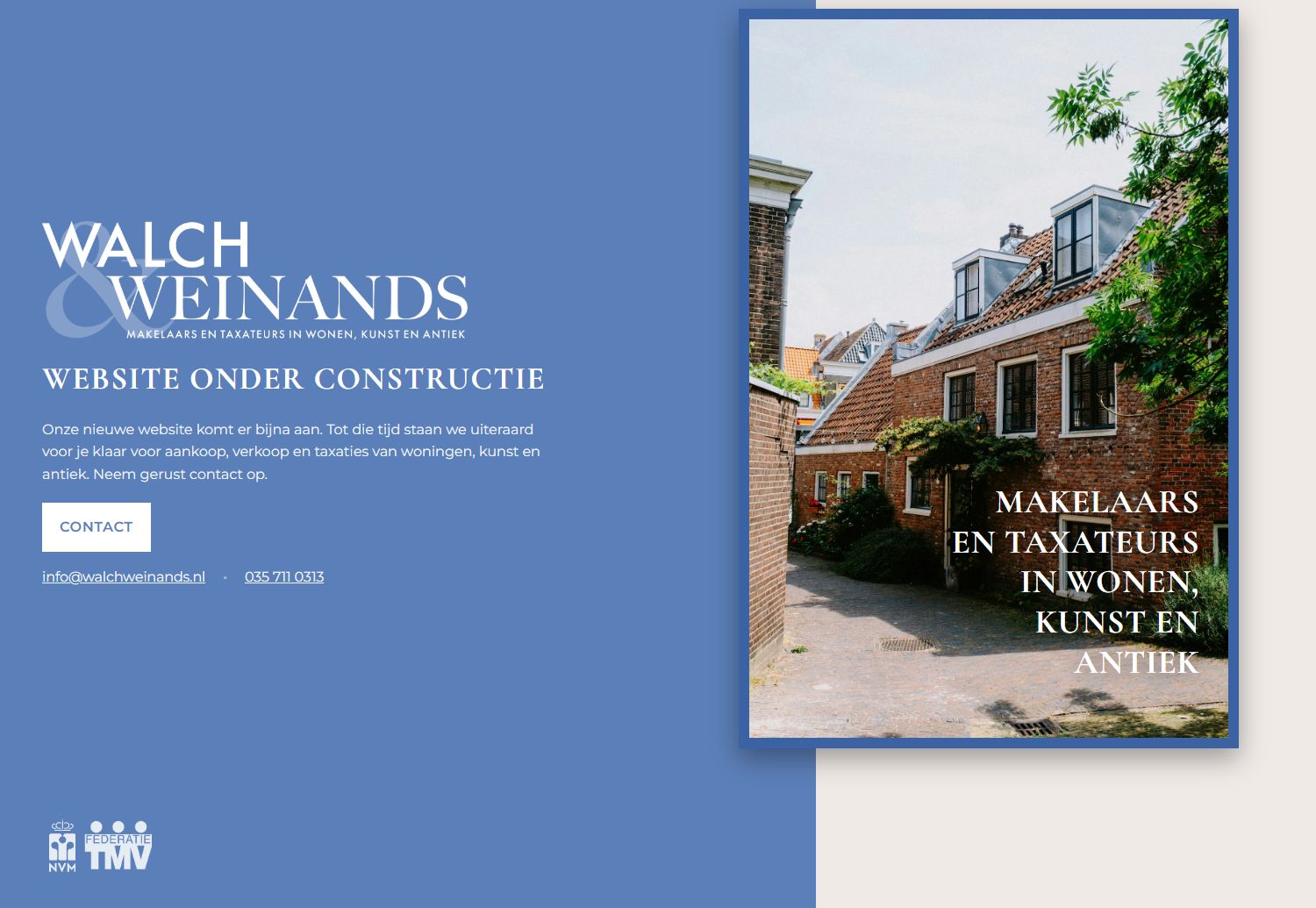 Screenshot van de website van www.walchweinands.nl